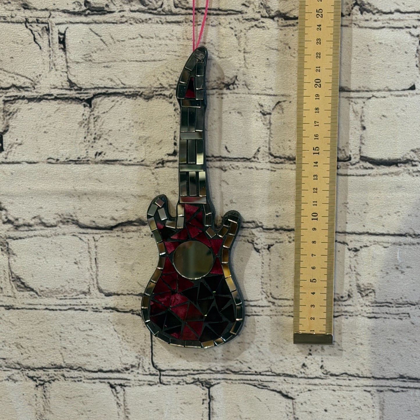 Rainbow Electric Guitar Mosaic Tile Wall Mirror 25cm Handmade Random Colour2