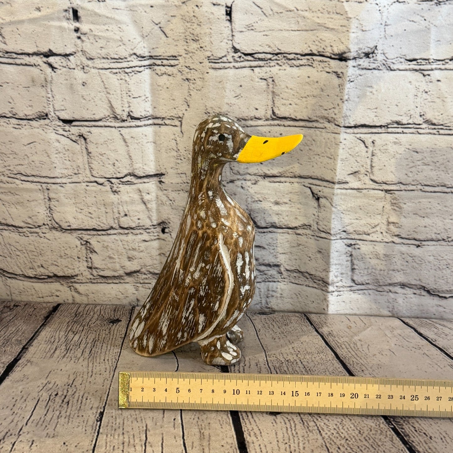 Looking Forward 25cm Tall Wooden Brown Duckling Baby Duck Shabby Wood Fairtrade7
