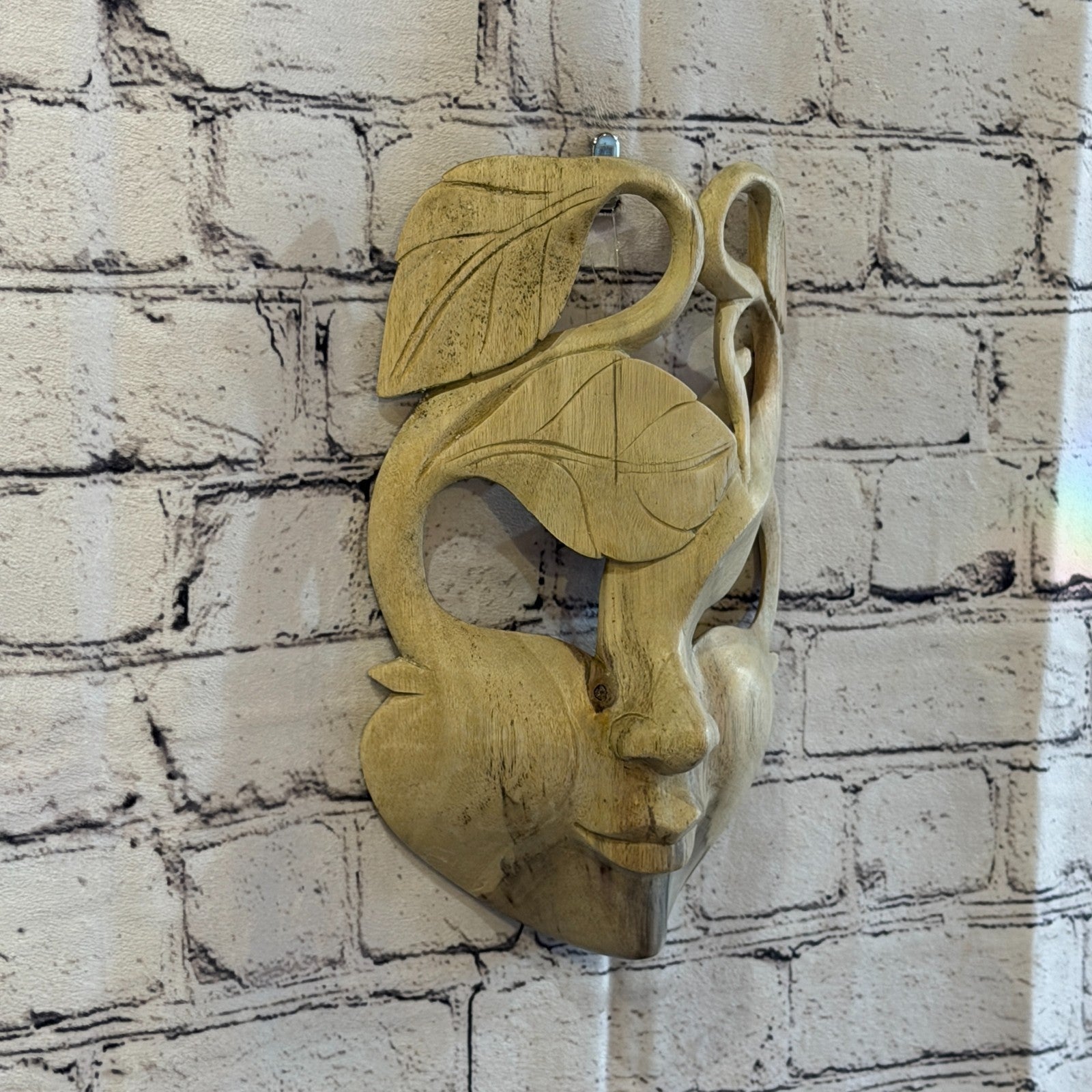 25cm Wooden Soulmate Mask Wall Art Hibiscus Wood Hand Carved Fair Trade Design 61