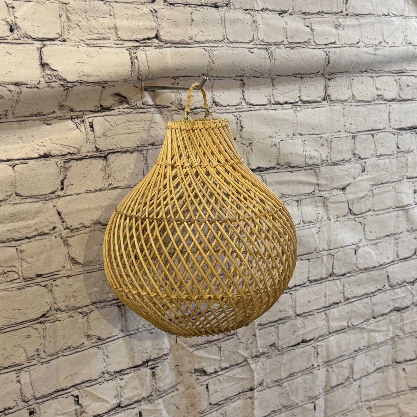 30cm x 25cm Natural Wicker Rattan Ceiling Pendant Light Shade Lampshade LED Bulb0