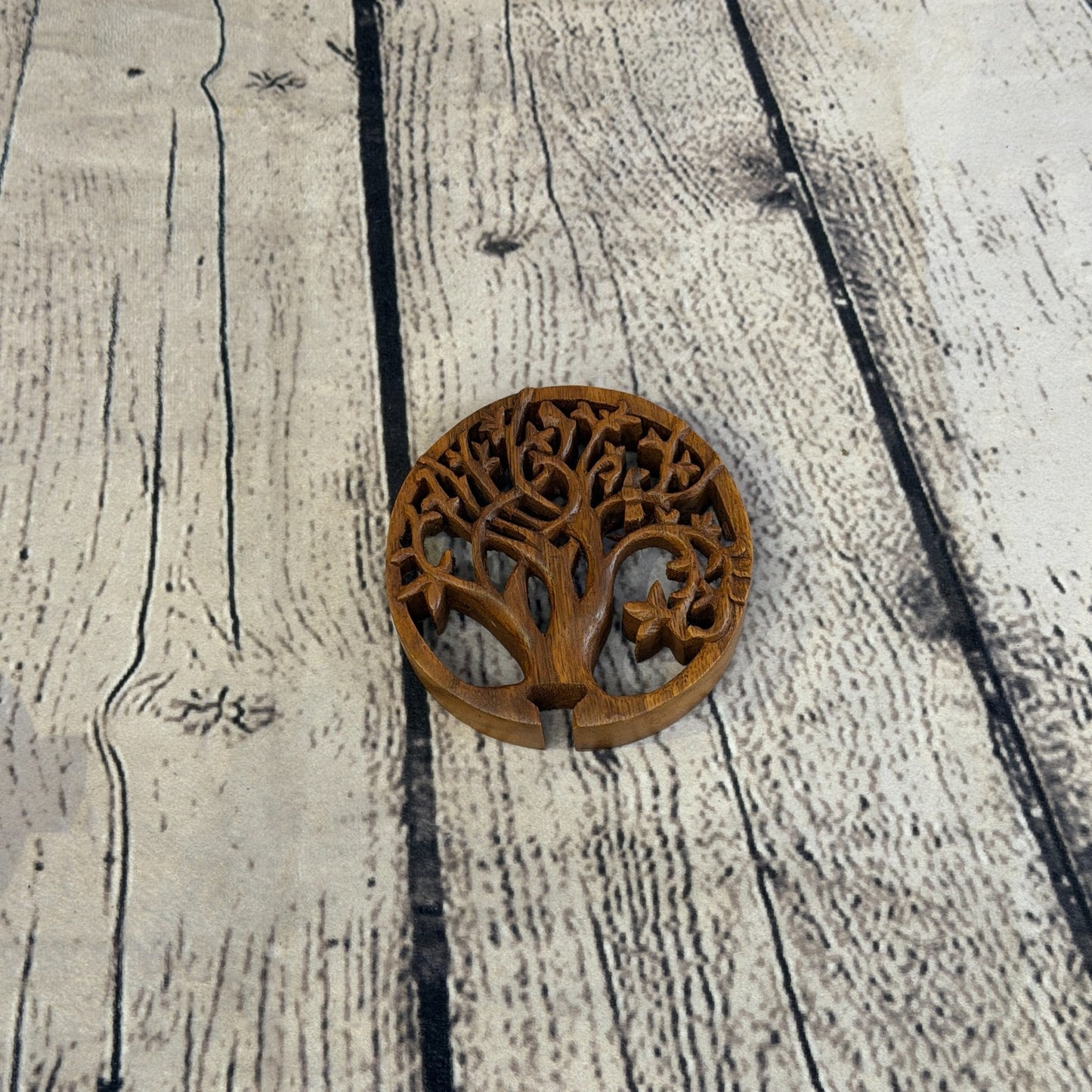 Round Tree Of Life 4 Bit Wooden Puzzle Box Secret Box Magic Trinket Handmade2