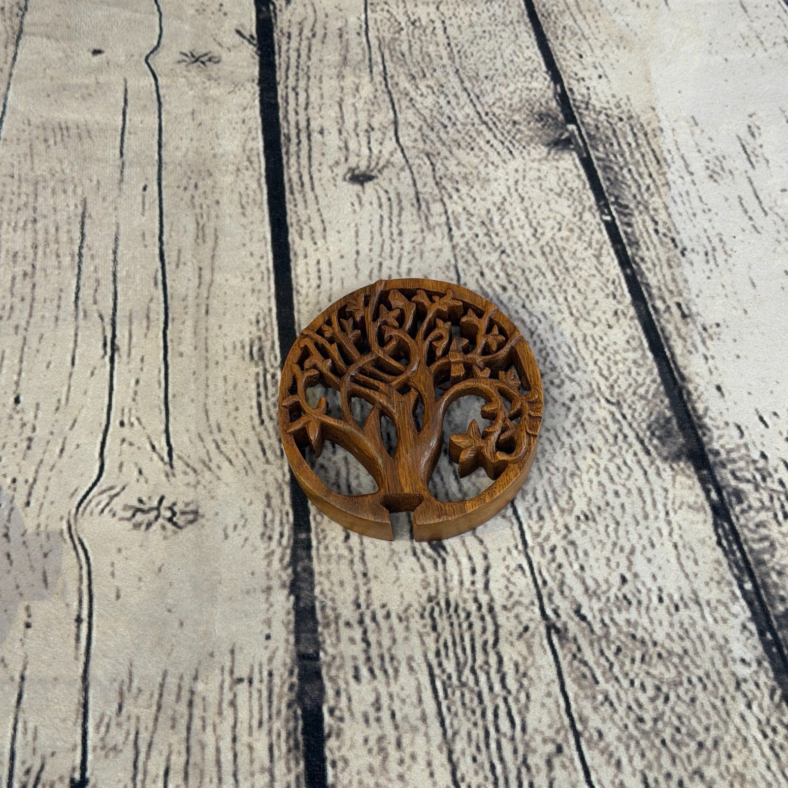 Round Tree Of Life 4 Bit Wooden Puzzle Box Secret Box Magic Trinket Handmade2