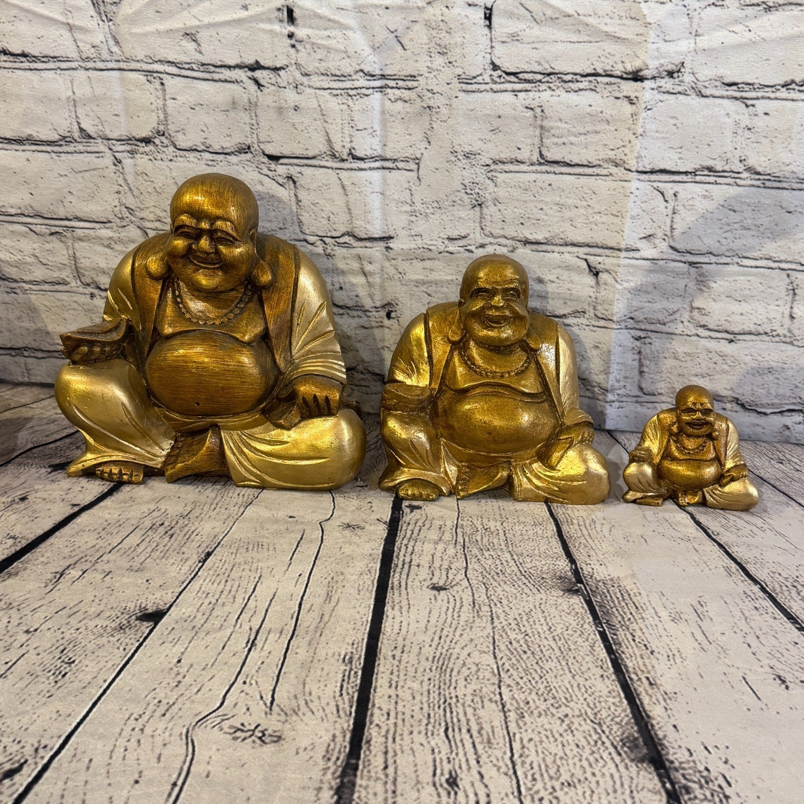 Bronze & Bronze 10cm x 10cm Small Chinese Buddha Sitting On Lotus Statue Resin8