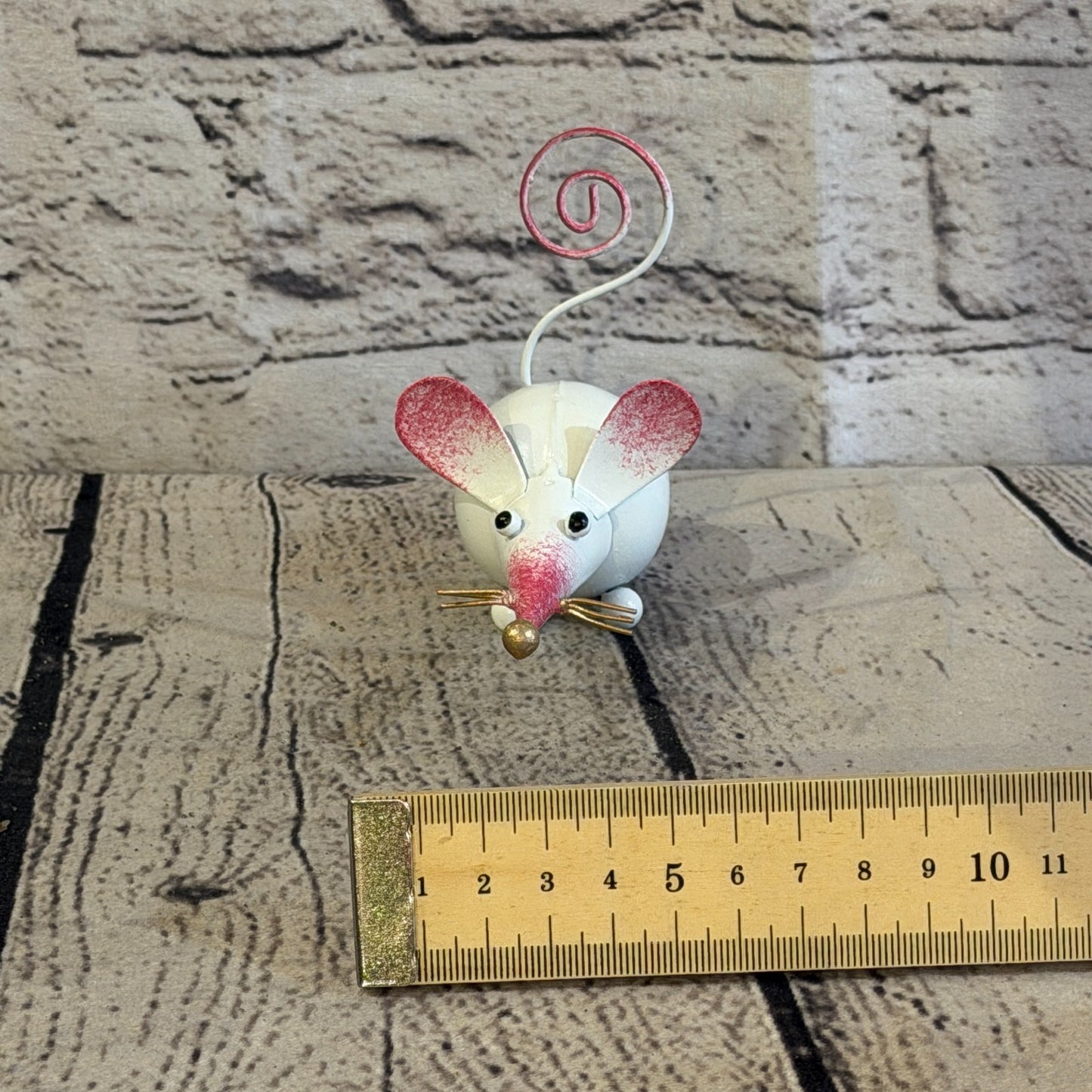10cm x 8cm Small Colourful White Mouse Rat Metal Tin Standing Ornament Statue7