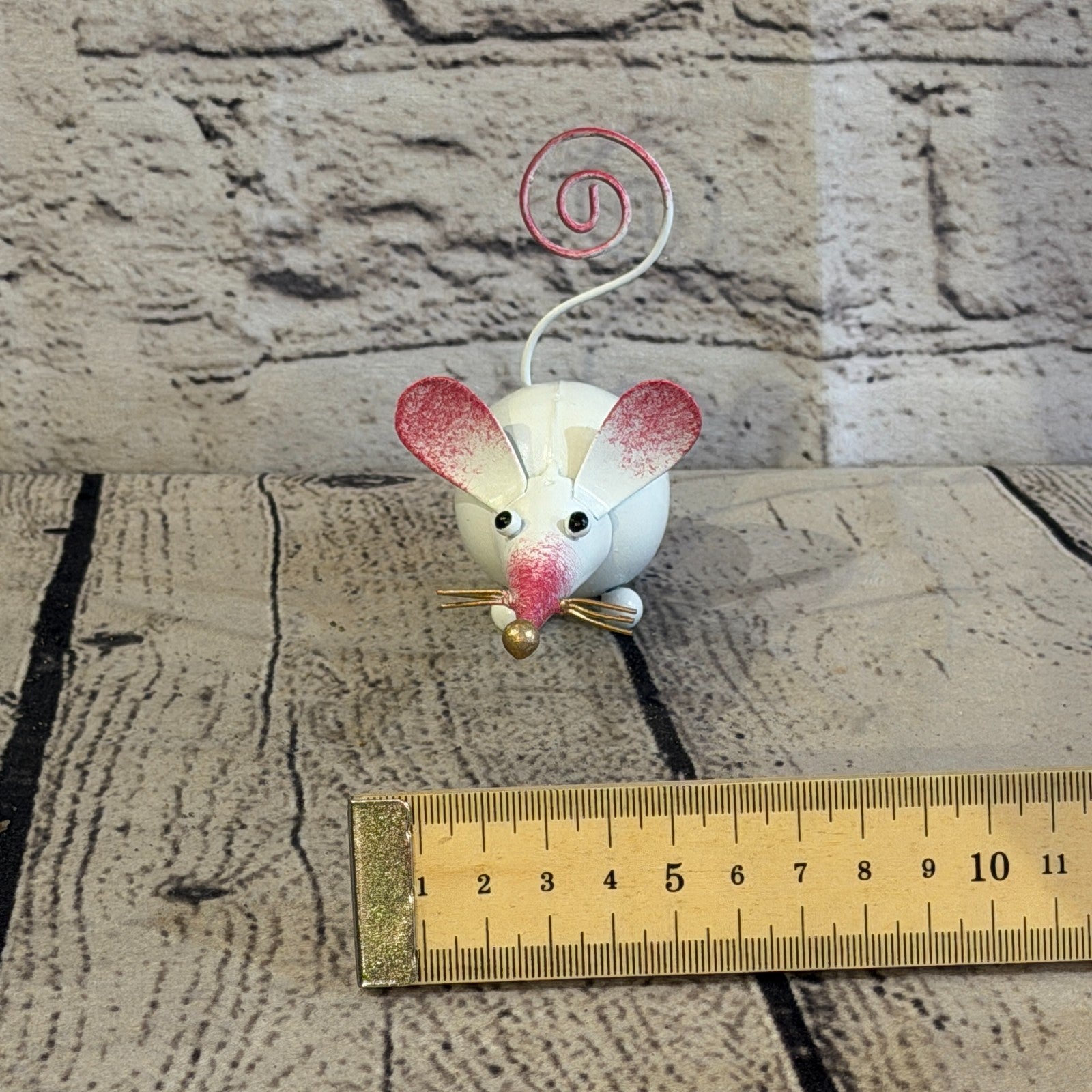 10cm x 8cm Small Colourful White Mouse Rat Metal Tin Standing Ornament Statue7