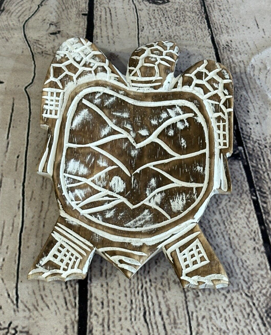20cm Brown Sea Turtle Bowl Trinket Dish Decoration Designer Mask Wooden Handmade0