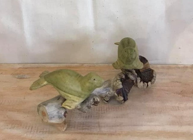 20cm Double Seal Mushroom Parasite Ornament Natural Carving Fairtrade Wooden2