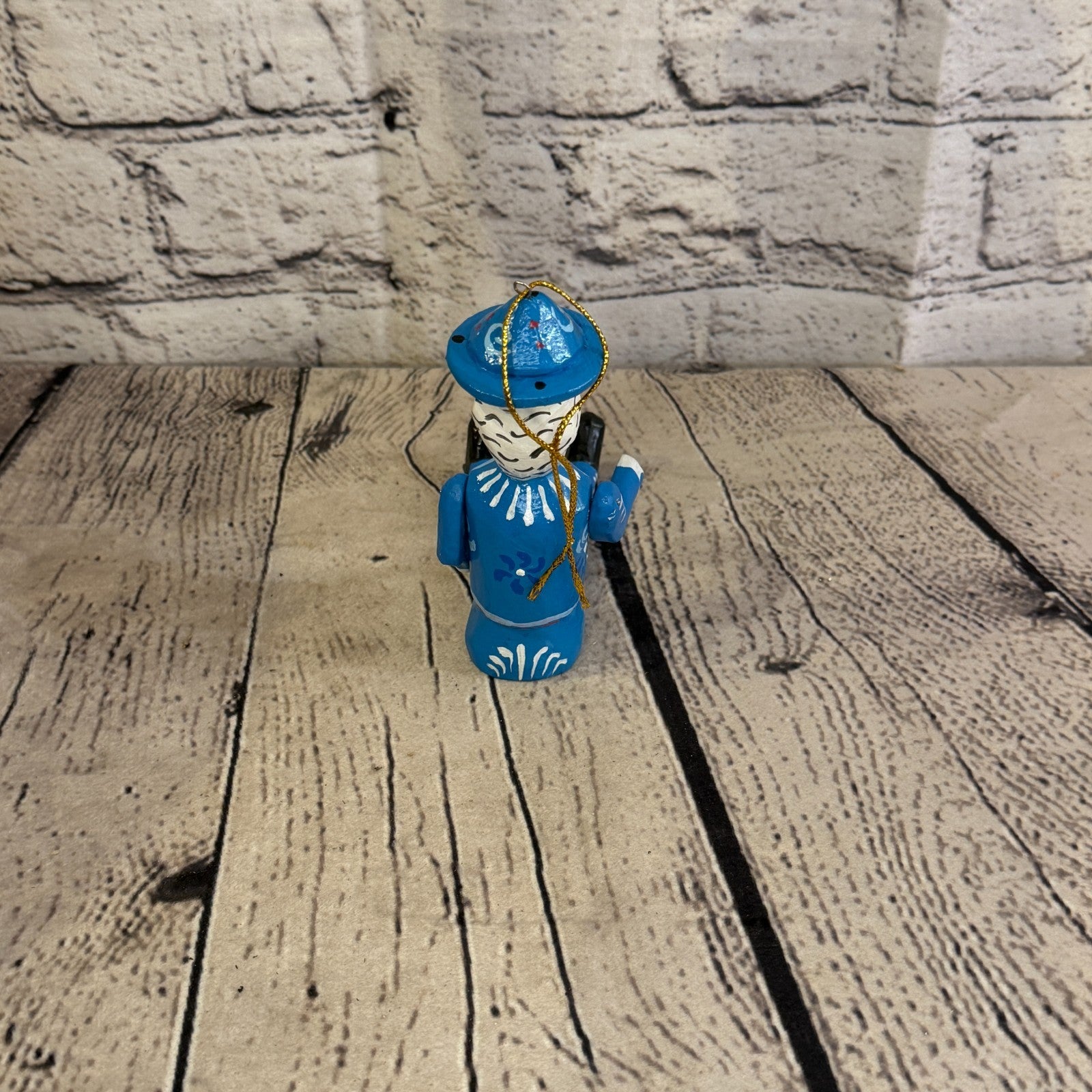 10cm Blue Day Of The Dead Man Sitting Animal, Wooden Shelf Ornament Fairtrade4