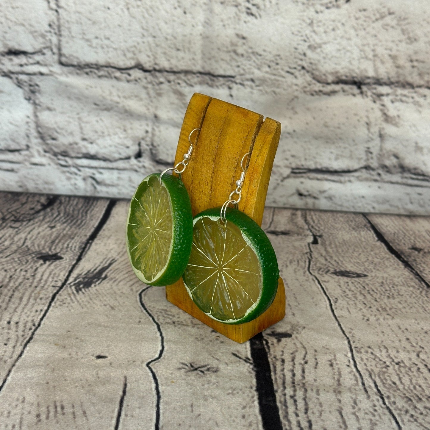 Lime Slices Plastic Novelty Party Dangle Drop Earrings Handmade UK Jewellery1