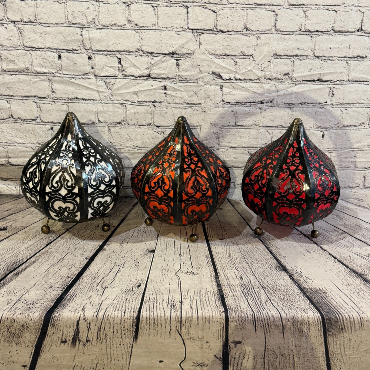30cm x 20cm Metal Fabric Orange Moroccan Style Tall Lamp Twist LED UK Mains Plug5