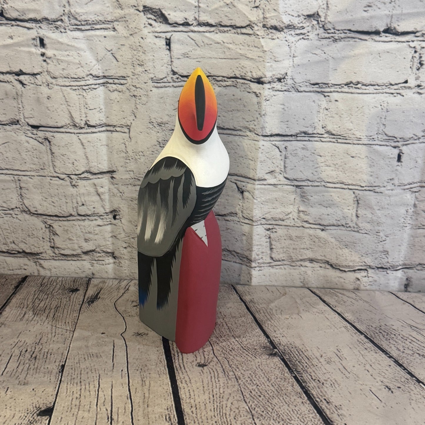 30cm Black White Toucan Bird Ornament Statue Fair Trade Hand Made Carved Wood1