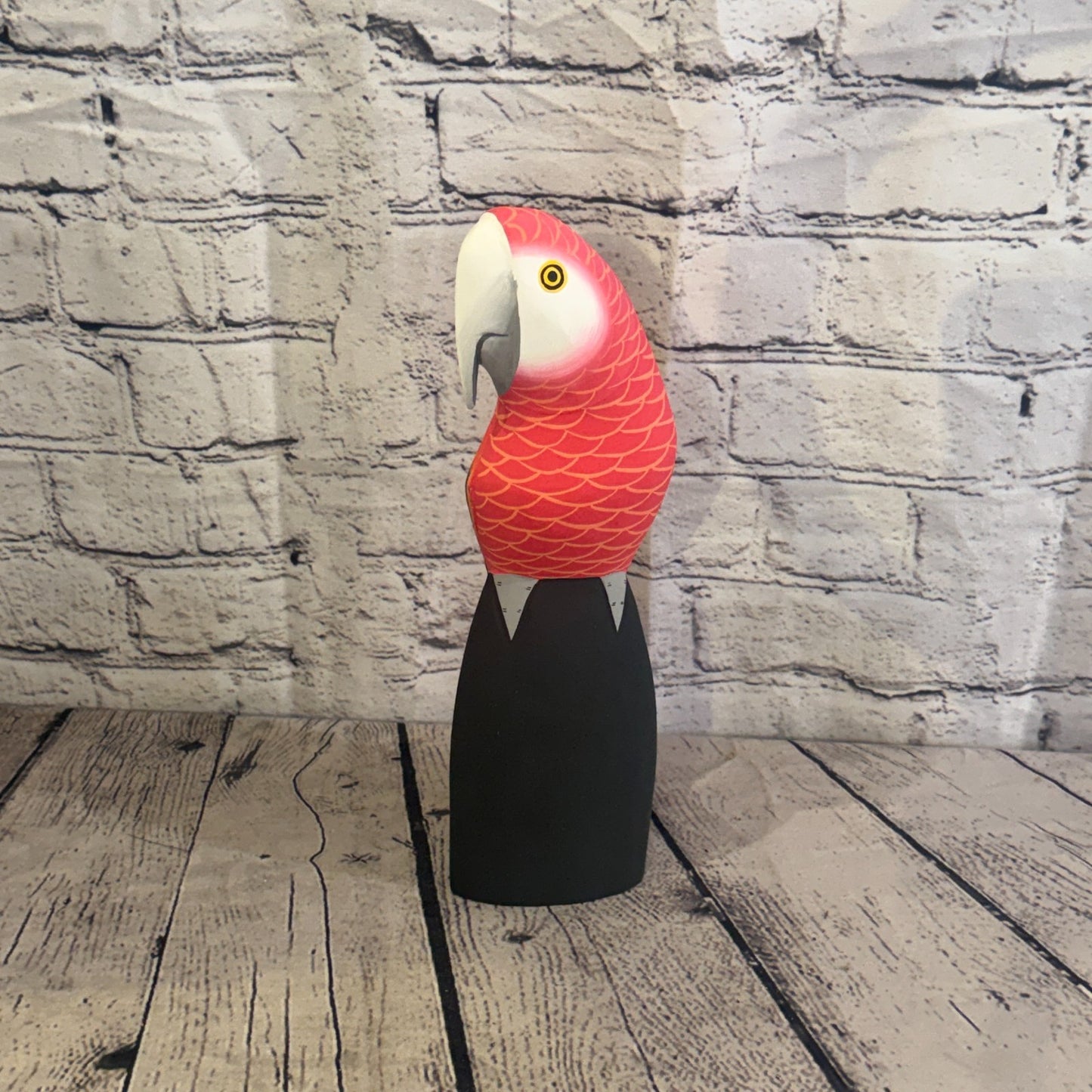 30cm Bright Red Parrot Bird Ornament Statue Fair Trade Hand Made Carved Wood2