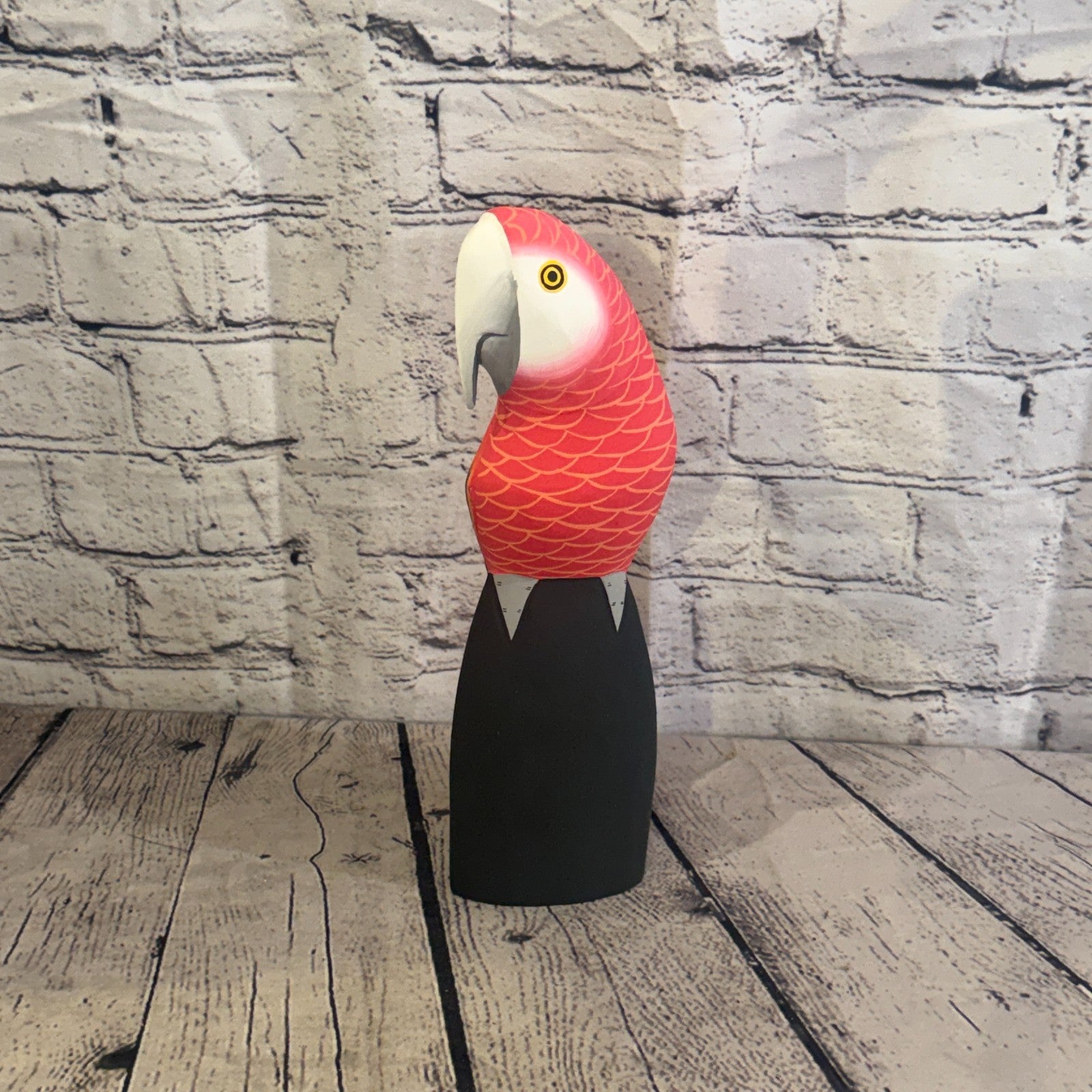 30cm Bright Red Parrot Bird Ornament Statue Fair Trade Hand Made Carved Wood2