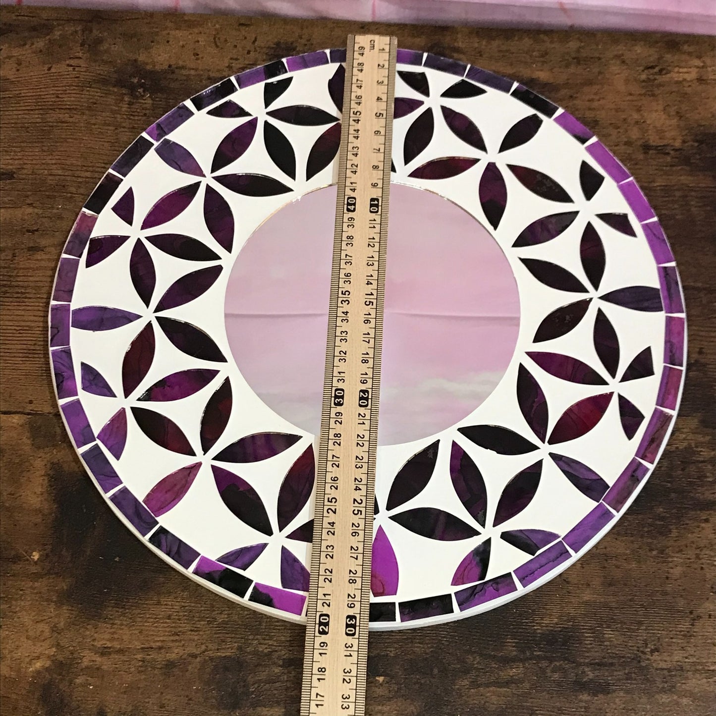 Purple Flower Mosaic Tile Wall Mirror 30cm x 30cm 12 Inches Handmade New4
