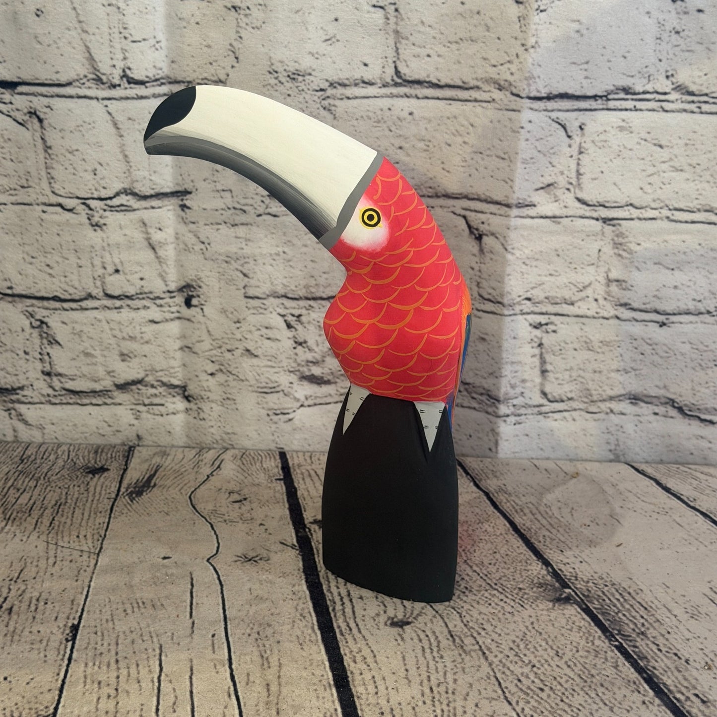 20cm Bright Red Toucan Bird Ornament Statue Fair Trade Hand Made Carved Wood3