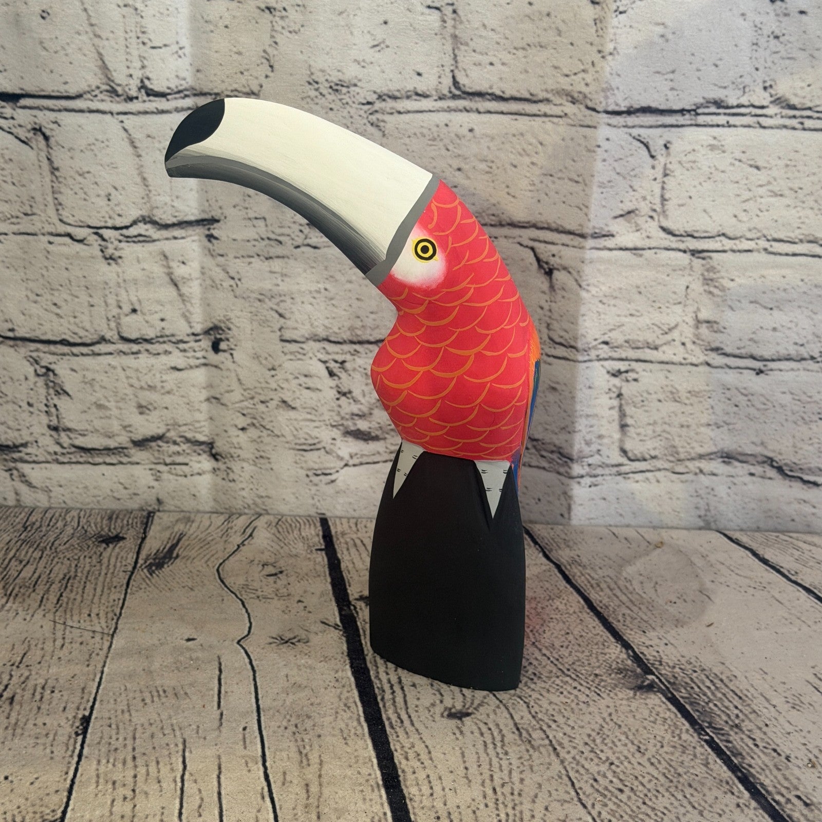 20cm Bright Red Toucan Bird Ornament Statue Fair Trade Hand Made Carved Wood3