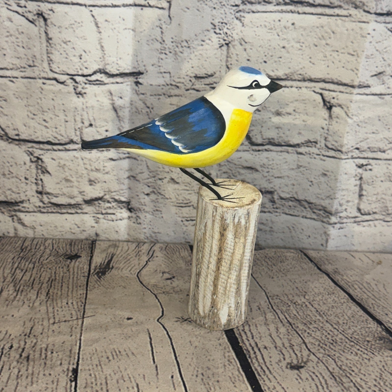20cm Blue Tit Wooden Bird Ornament Seaside Coastal Nautical Handcrafted Decor3