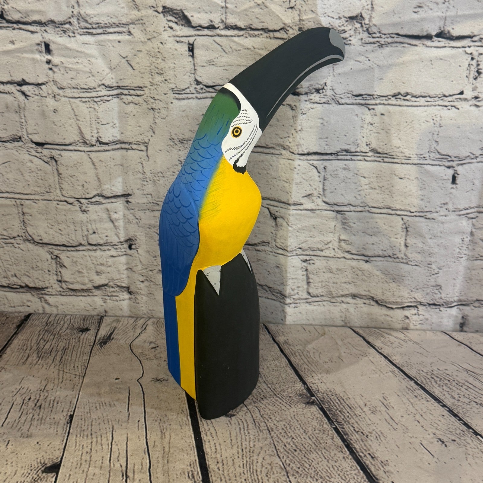 30cm Bright Blue Toucan Bird Ornament Statue Fair Trade Hand Made Carved Wood2