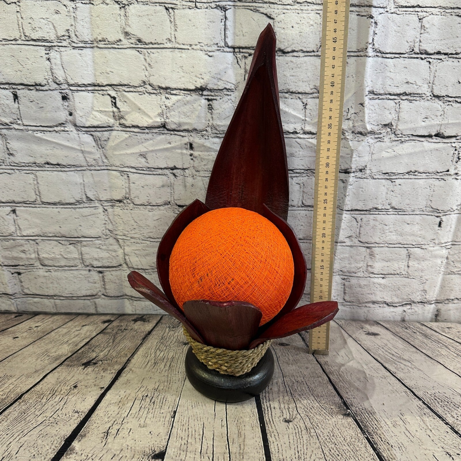 Orange Red Leaf Natural 45cm Tall Leaf Lamp Twist LED UK Mains Plug Design 74