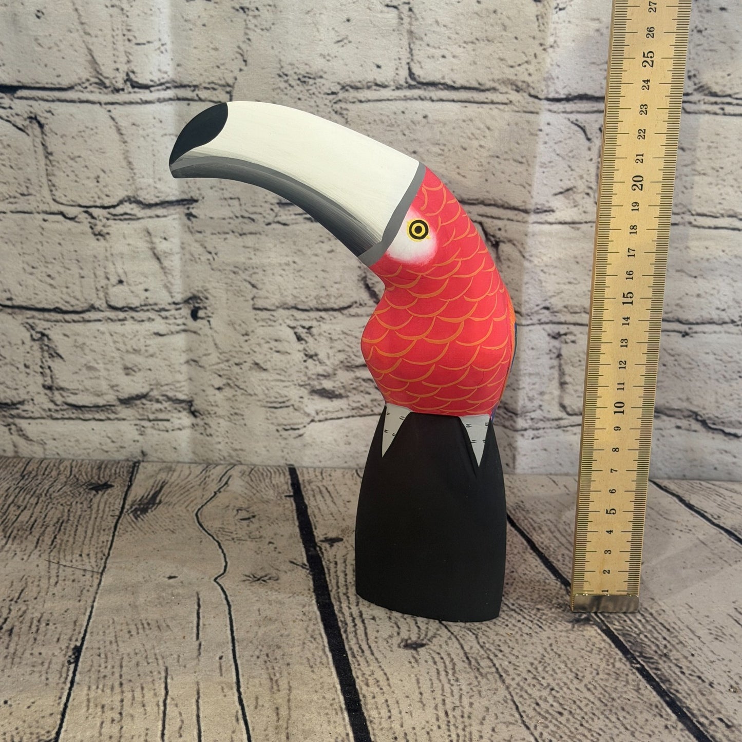 20cm Bright Red Toucan Bird Ornament Statue Fair Trade Hand Made Carved Wood6