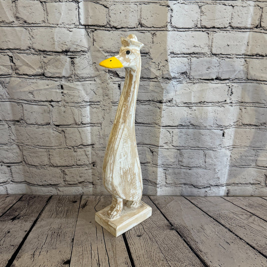 Looking Forward 45cm Tall Wooden White Duckling Baby Duck Shabby Wood Fairtrade0