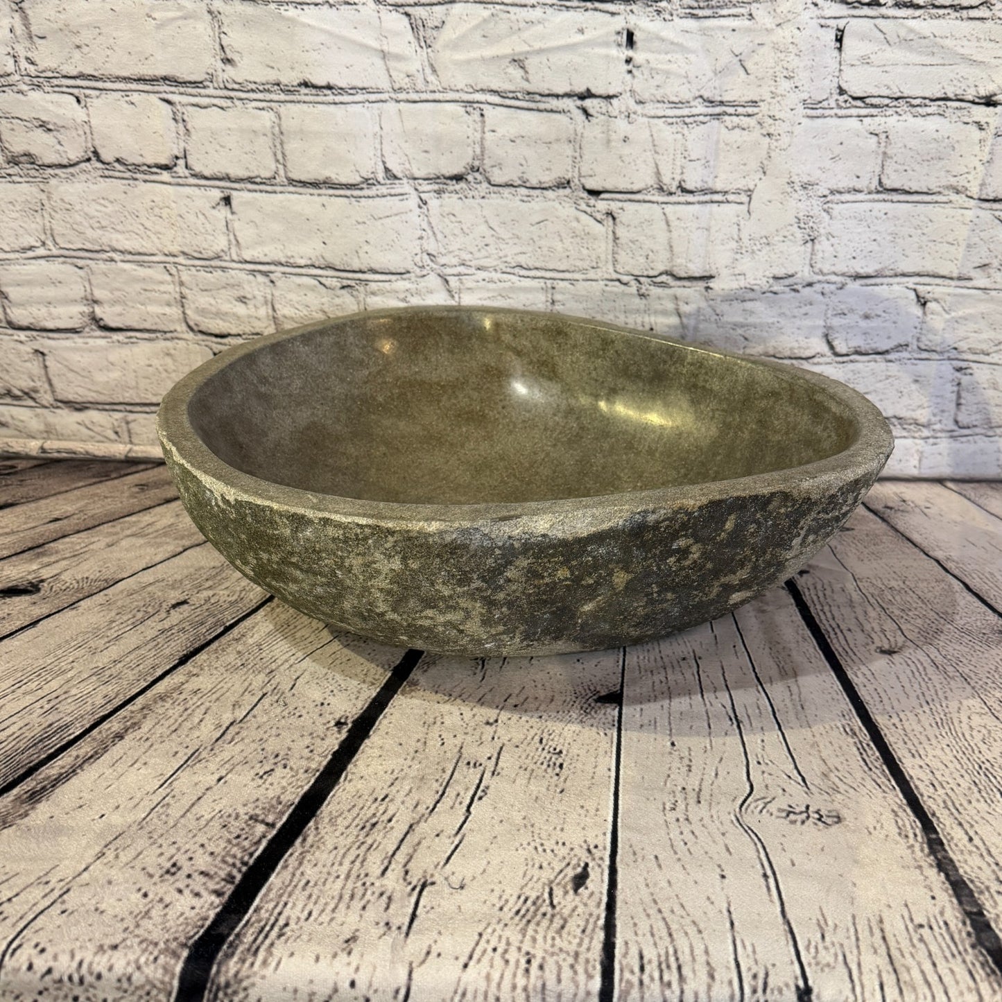 34cm x 40cm Wash Basin Bathroom Counter Top Washing River Stone Bowl Sink No 193