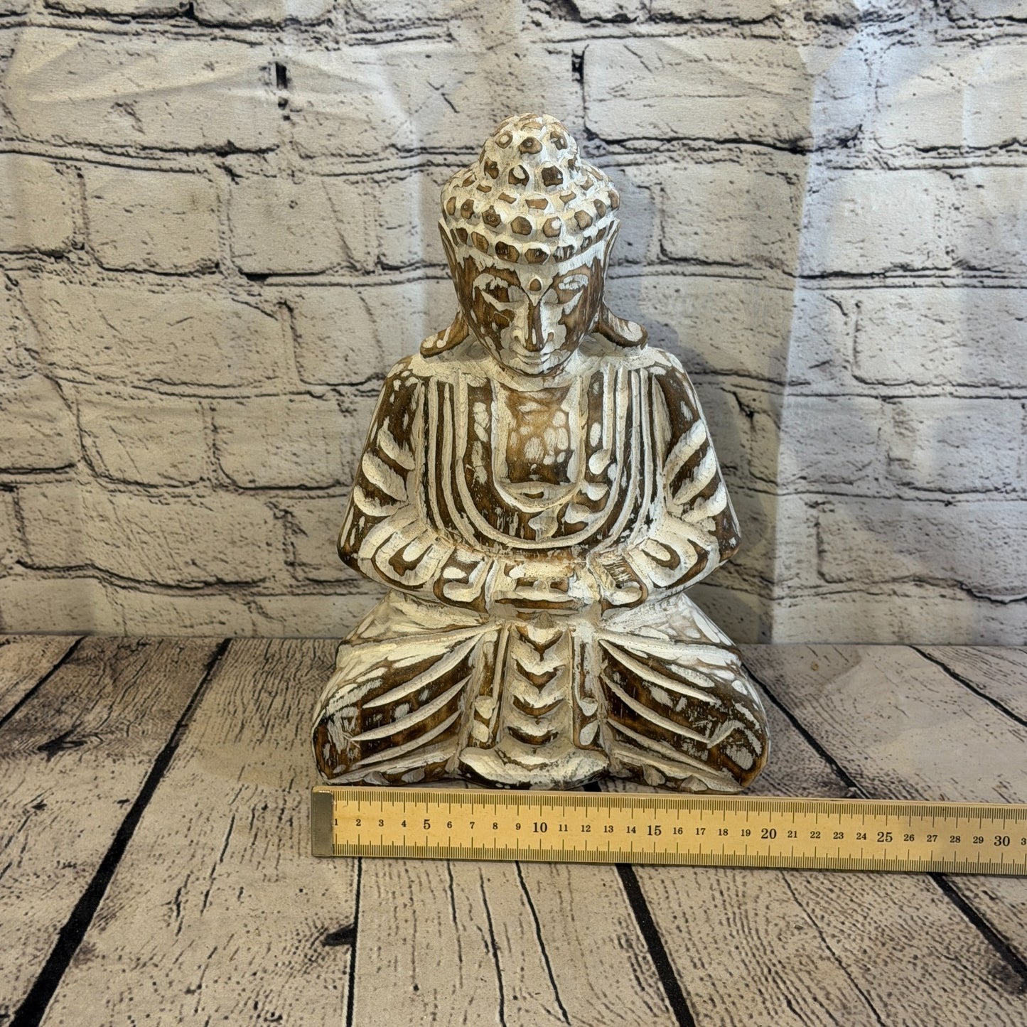 30cm Brown Meditating Buddha Ornament Sculpture Statue Buddhas Hand Carved Wood6
