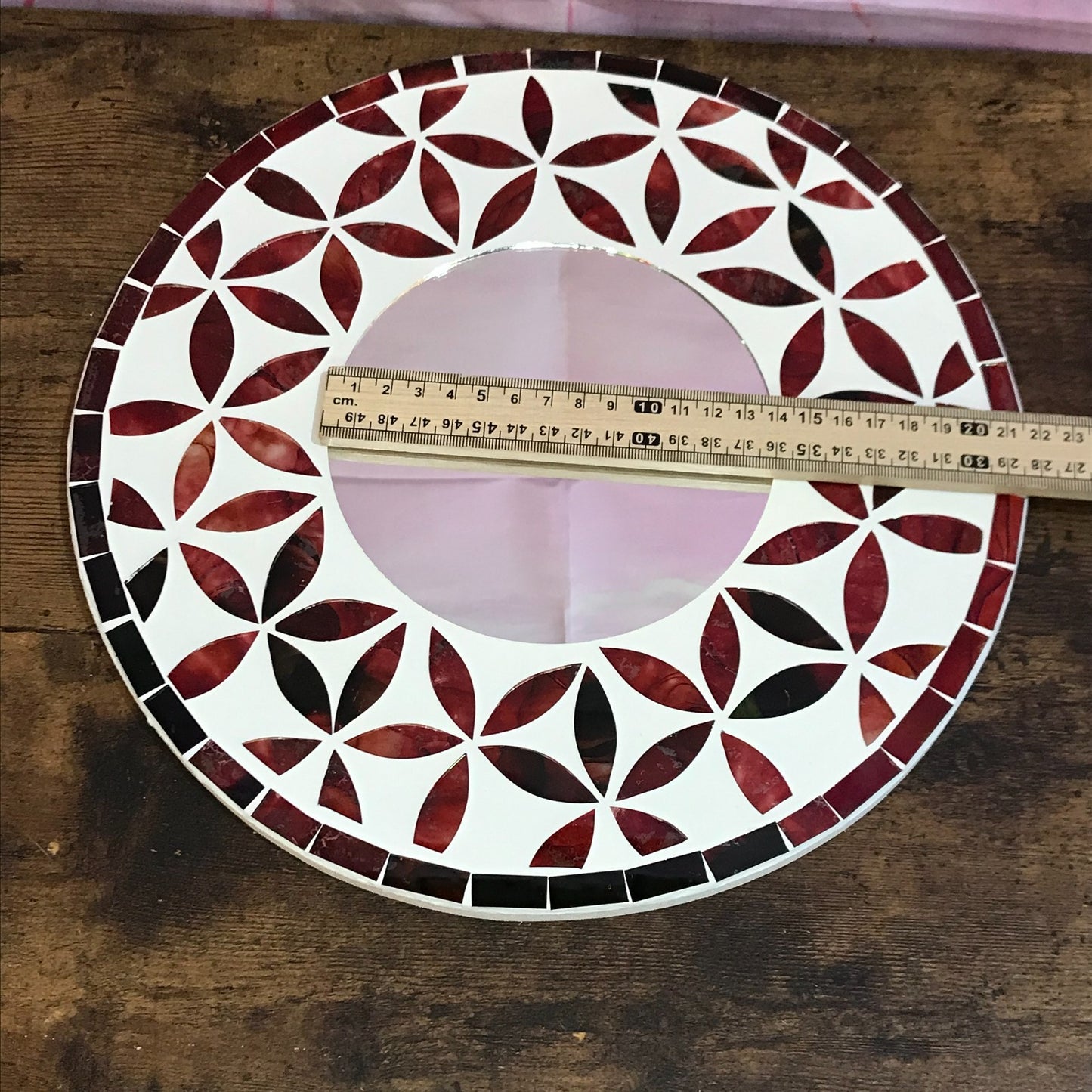 Red Flower Mosaic Tile Wall Mirror 30cm x 30cm 12 Inches Handmade New5