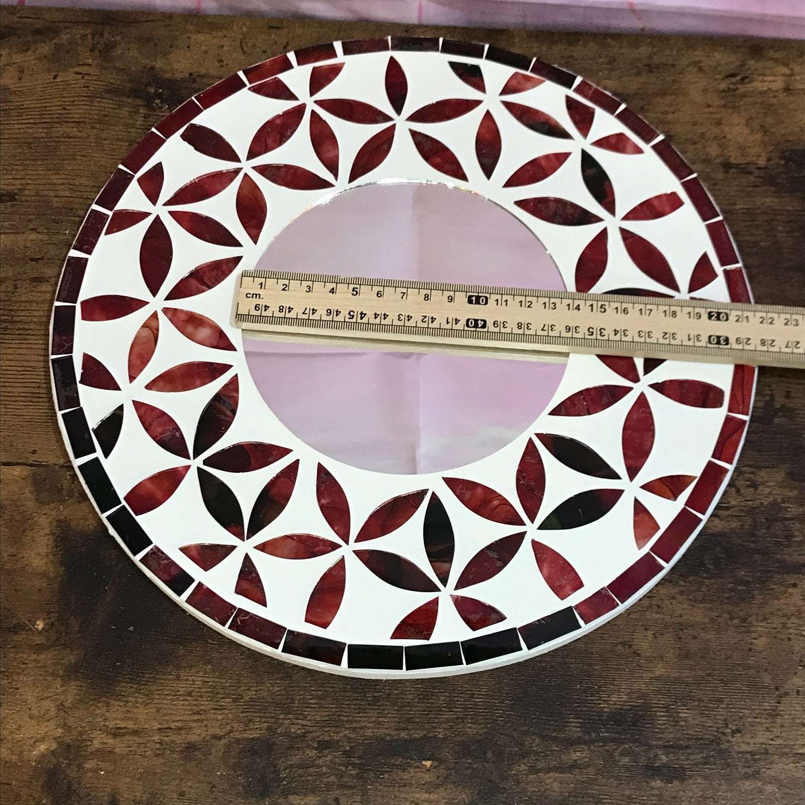 Red Flower Mosaic Tile Wall Mirror 30cm x 30cm 12 Inches Handmade New5