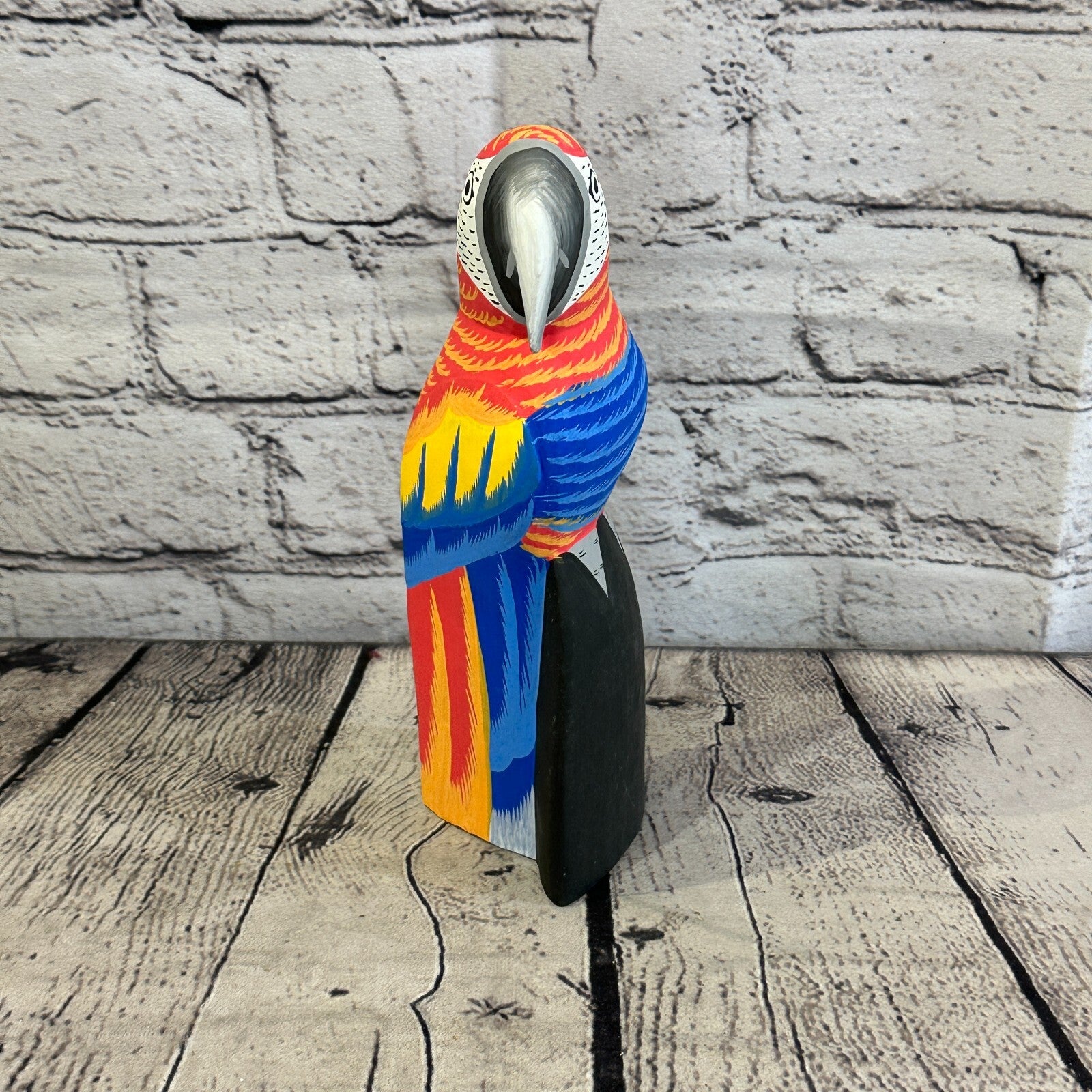 20cm Red Parrot Bird Ornament Statue Fair Trade Hand Made Carved Wood2