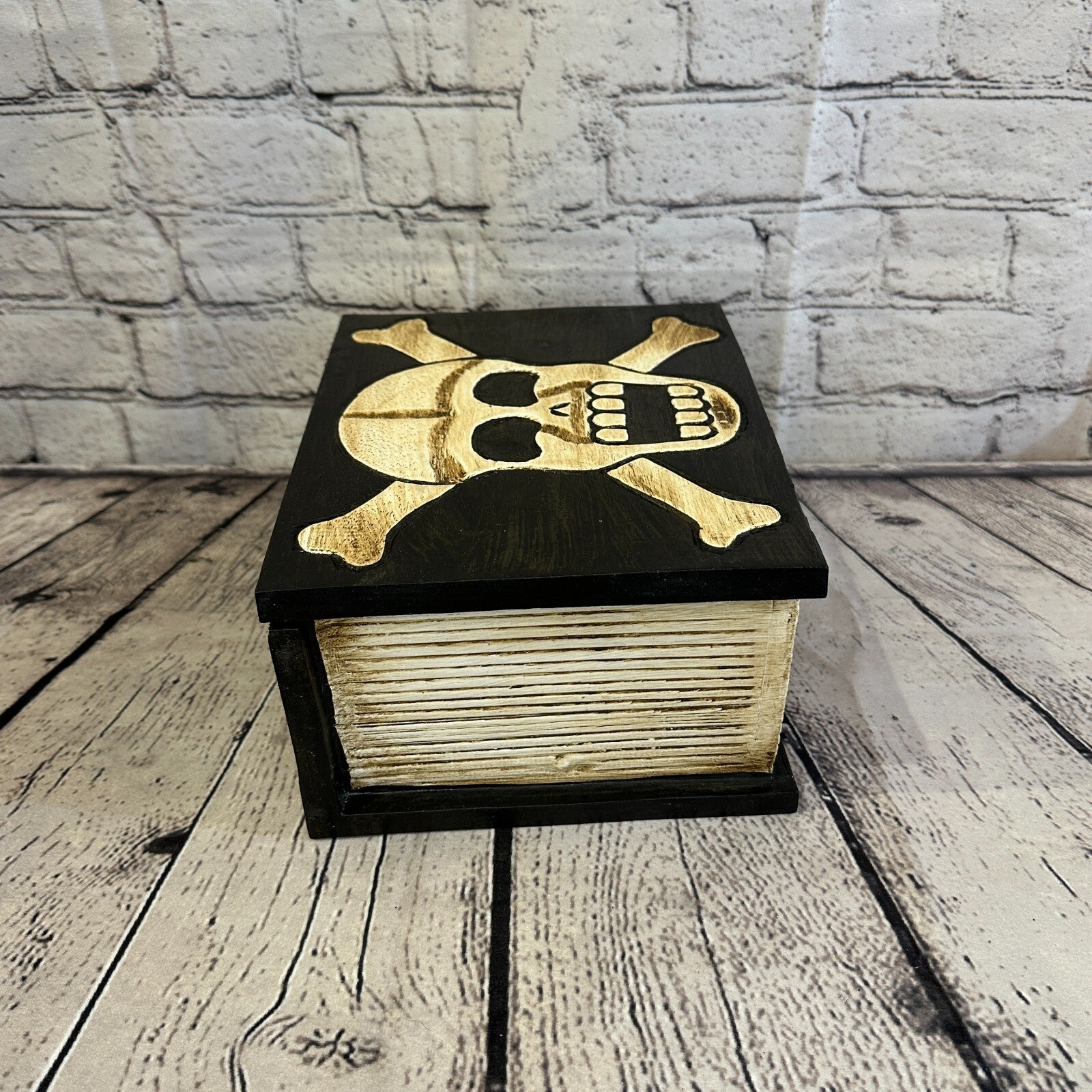 22cm x 17cm Book Wooden Gothic Skeleton Skull Coffin Jewellery Trinket Box3
