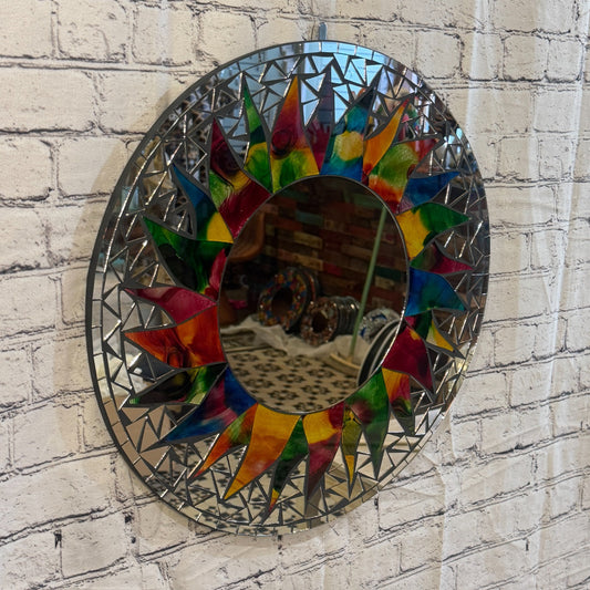 Rainbow Black Sun Flame Mosaic Tile Wall Mirror 50cm x 50cm 20 Inches Handmade0