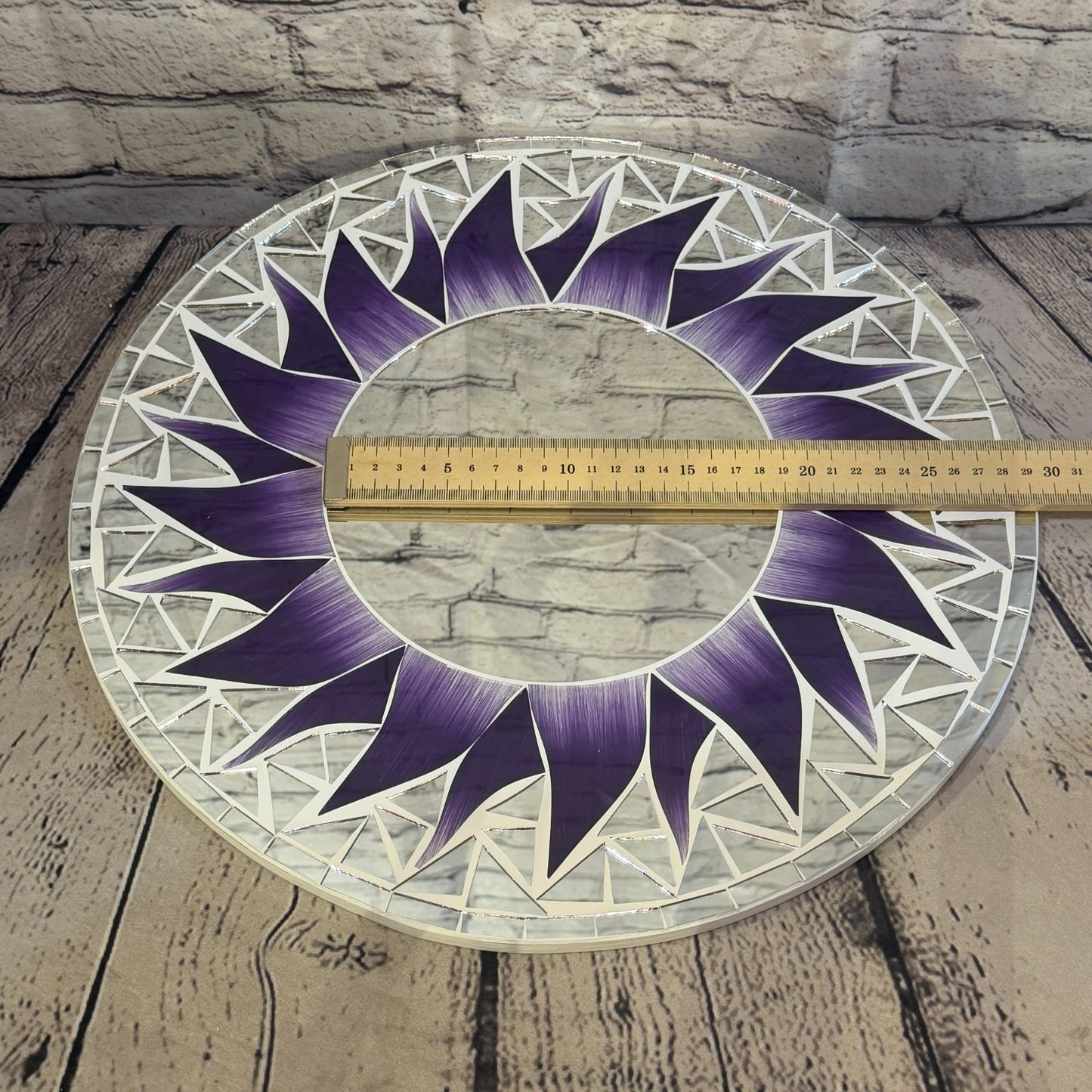 Purple Sun Flame Mosaic Tile Wall Mirror 40cm x 40cm 16 Inches Handmade5