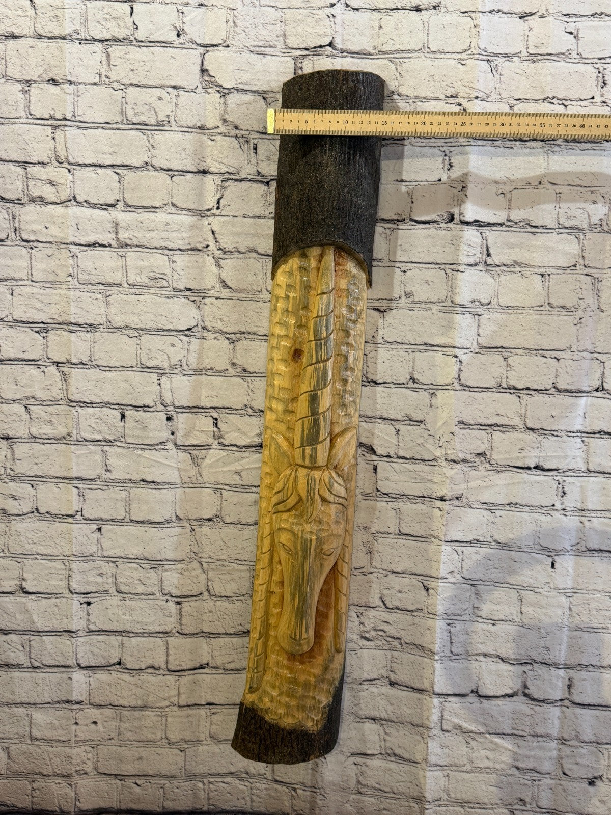 Mythical Unicorn 100cm Hand Carved Wizard Tree Trunk Wood Fairtrade3