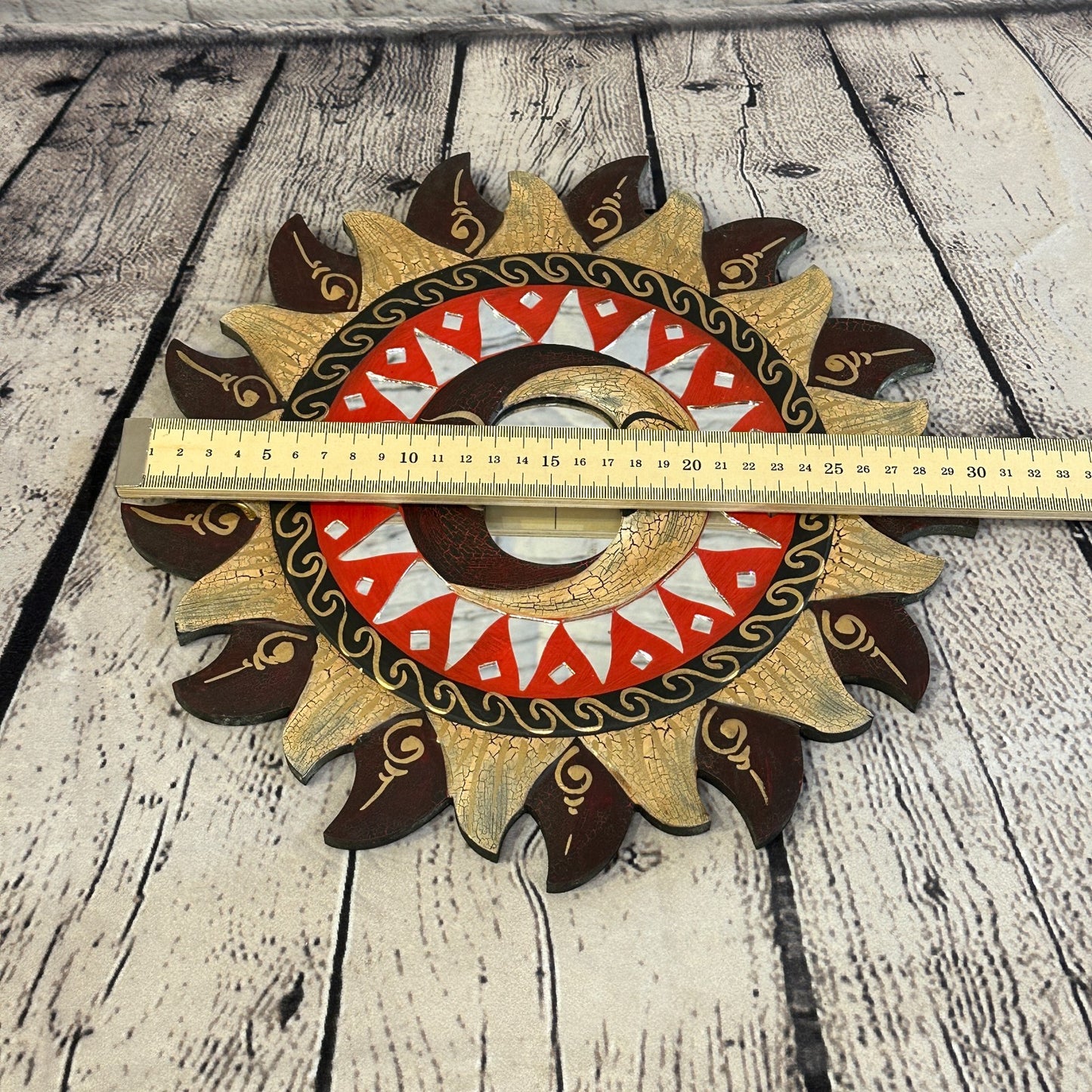 Red 2 Moon Mosaic Tile Wall Mirror 30cm x 30cm 12 Inches Handmade Fairtrade4