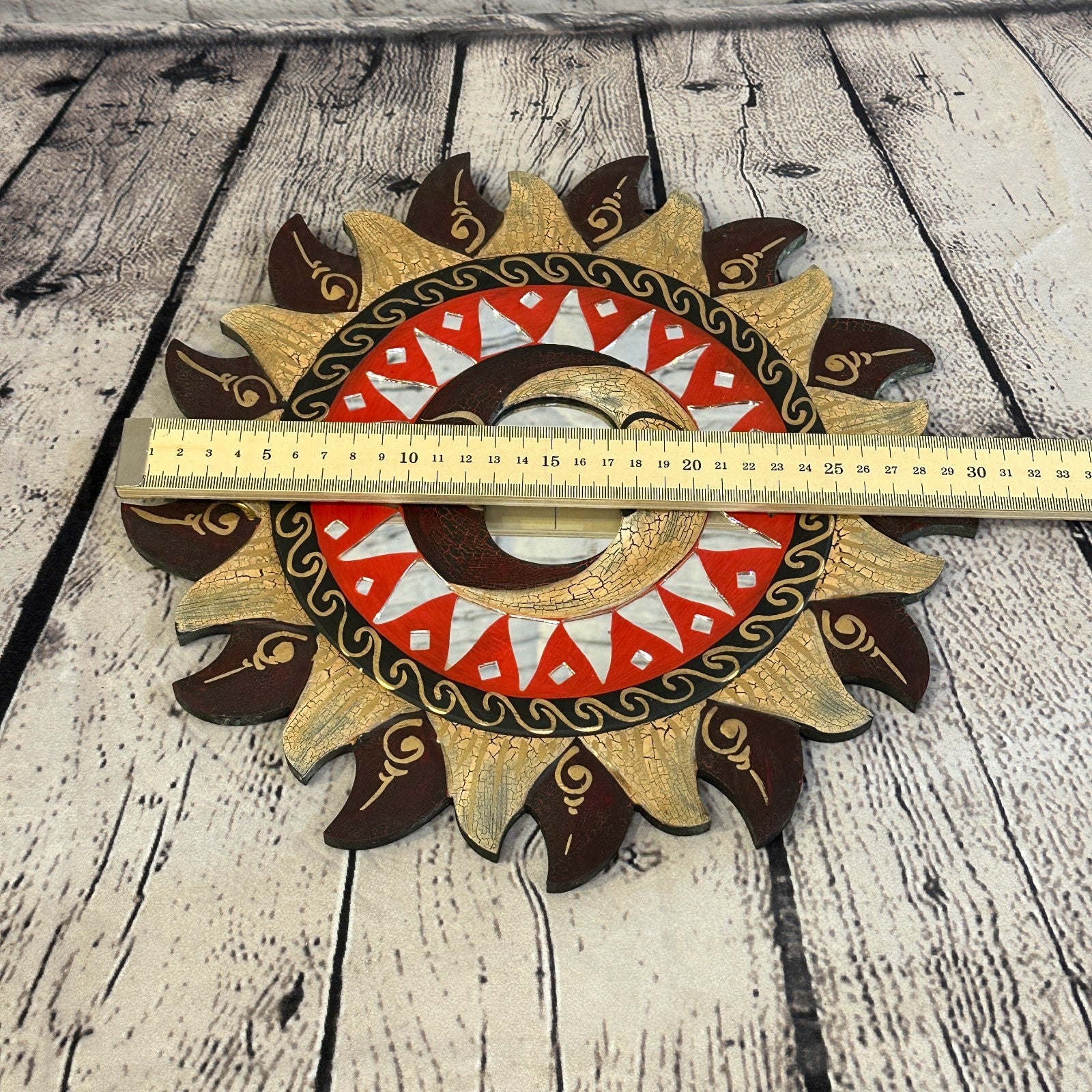 Red 2 Moon Mosaic Tile Wall Mirror 30cm x 30cm 12 Inches Handmade Fairtrade4