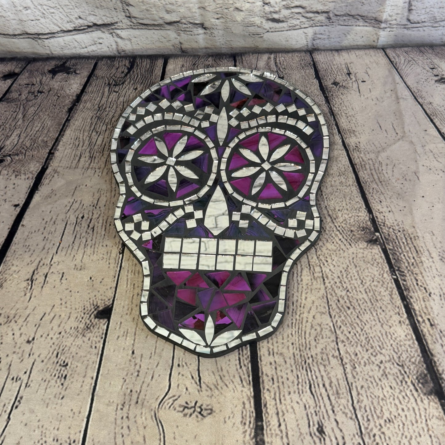 Purple Skull Mosaic Tile Wall Mirror 30cm x 20cm 12 Inches Handmade New3