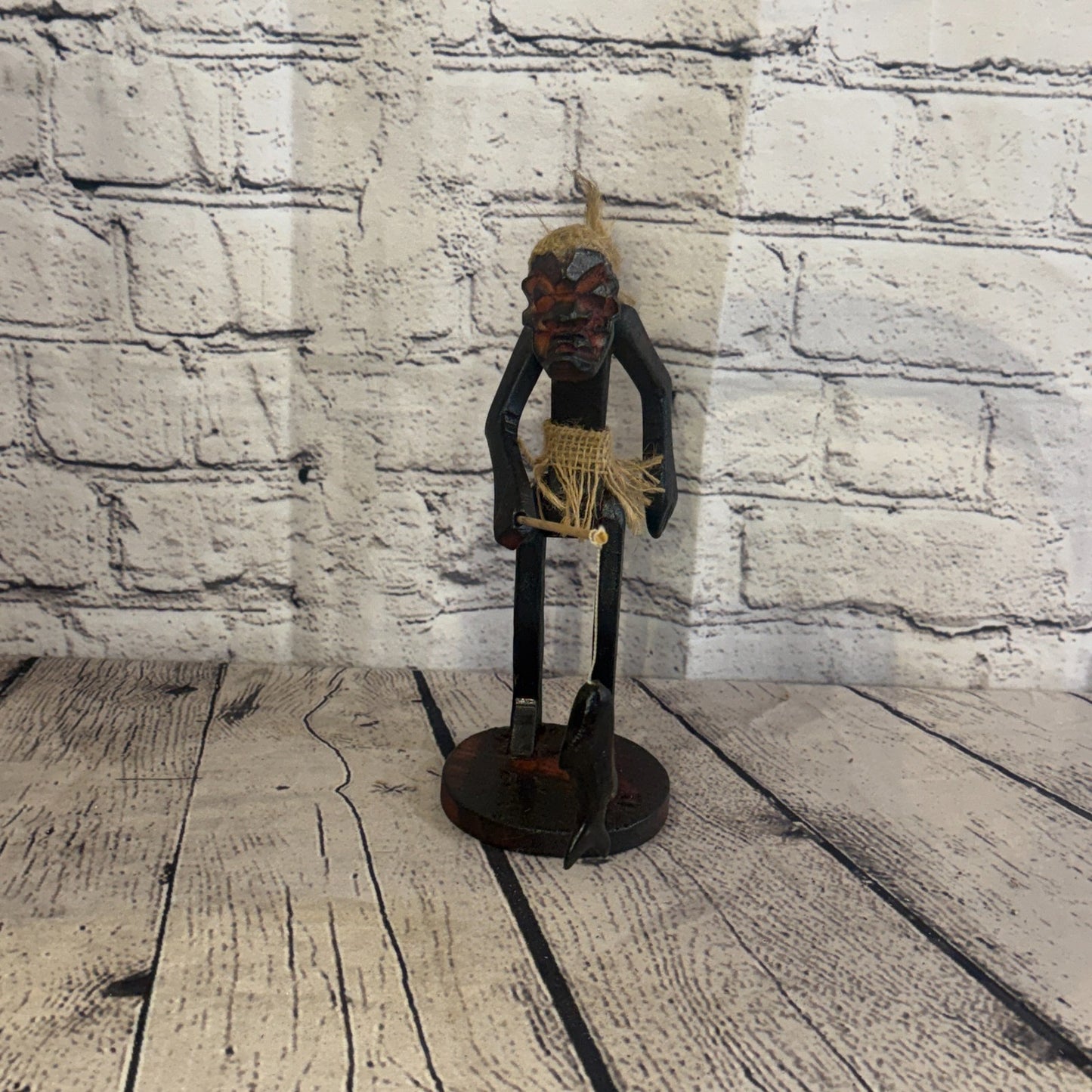 20cm Fisher With Catch African Tribal Warrior Man Figure Statue Wood Hand Carved1