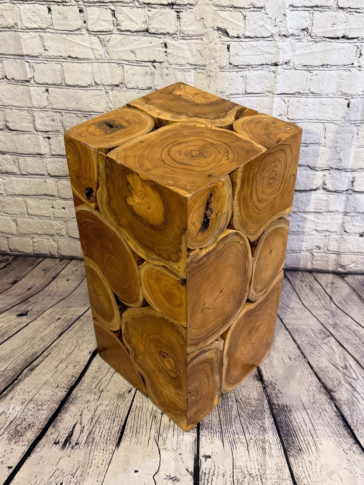 60cm x 30cm x 30cm Wooden Teak Wood Slice Cube Table Sculpture Root Ornament2