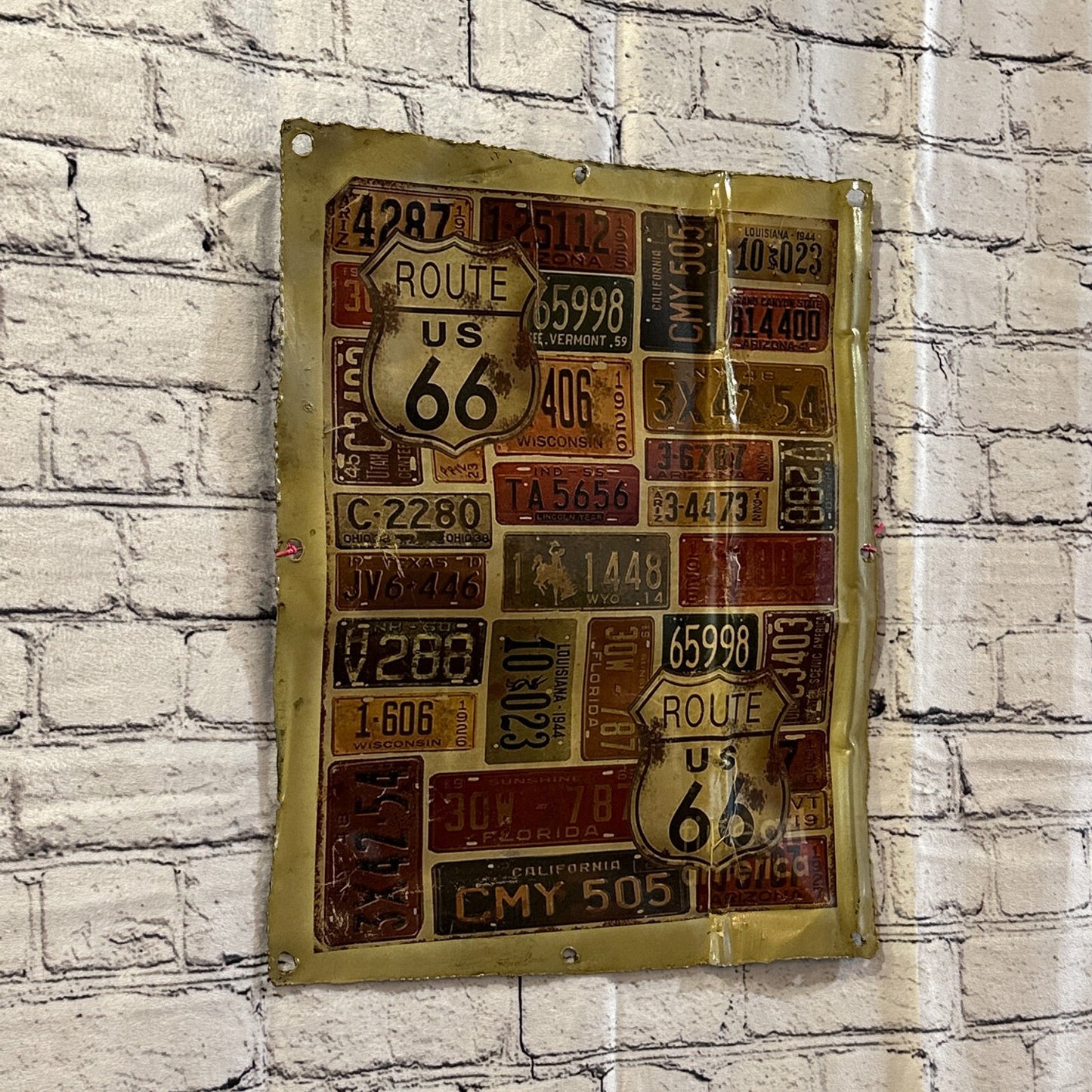 Route 66 Licence Plate Art Advert Wall Plaque 42cm x 36cm Vintage Retro Tin Sign1