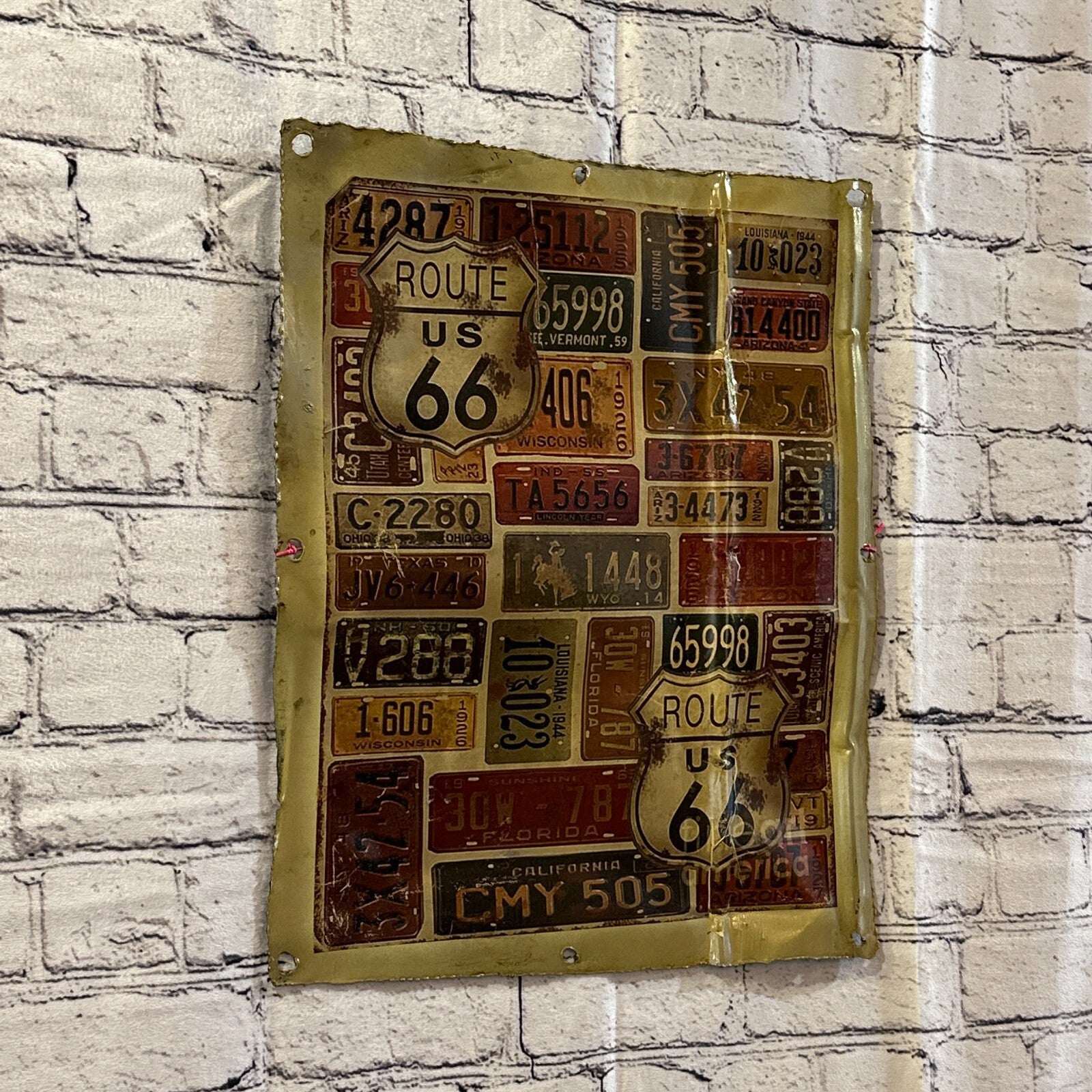 Route 66 Licence Plate Art Advert Wall Plaque 42cm x 36cm Vintage Retro Tin Sign1