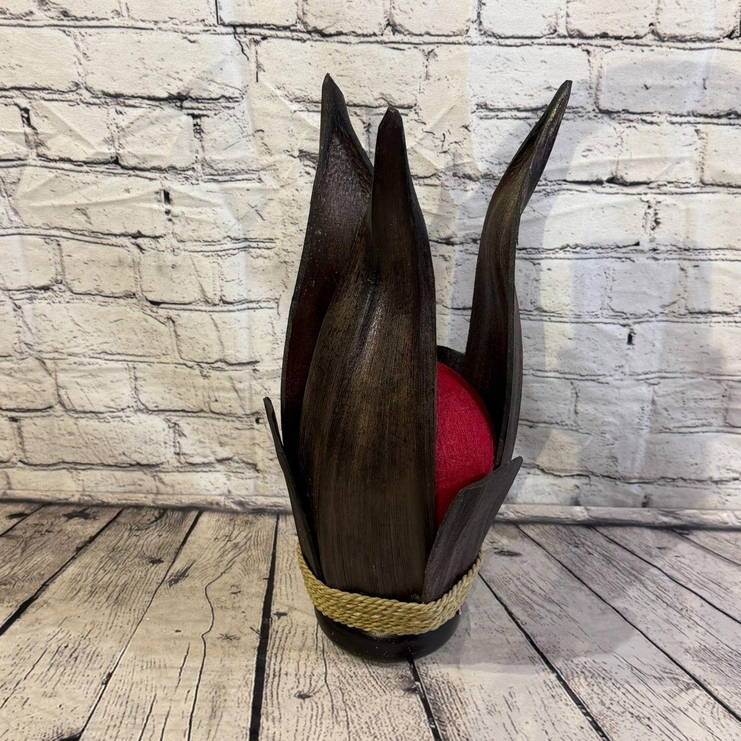 Red Light Brown Natural 45cm Tall Leaf Lamp Twist LED UK Mains Plug Design 21