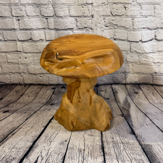 40cm x 30cm Flat Wooden Mushroom Toadstool Sculpture Garden Teak Root Ornament0