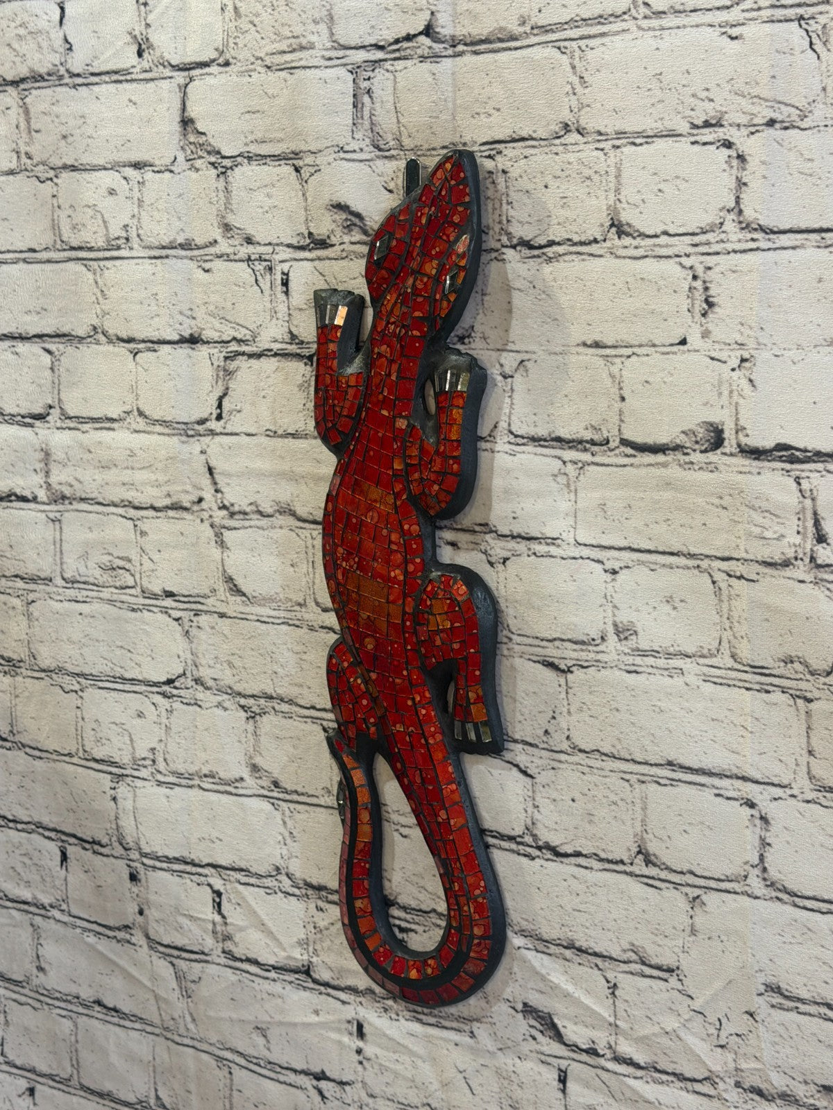 50cm Gecko Red Mosaic Wall Hanging Wooden Ornaments Wood Carving1