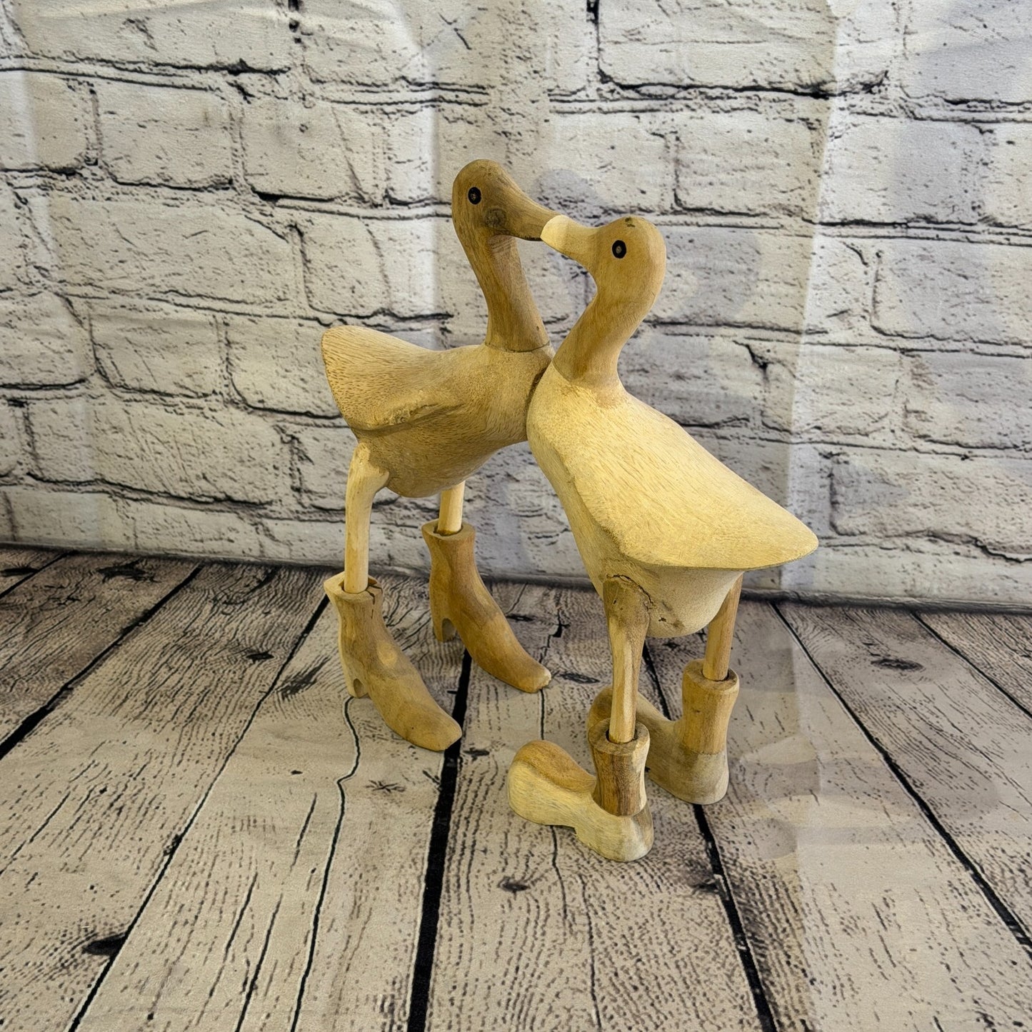 25cm x 30cm Wooden Kissing Duck Bamboo Root Romantic Vintage Rustic Funny Gift1
