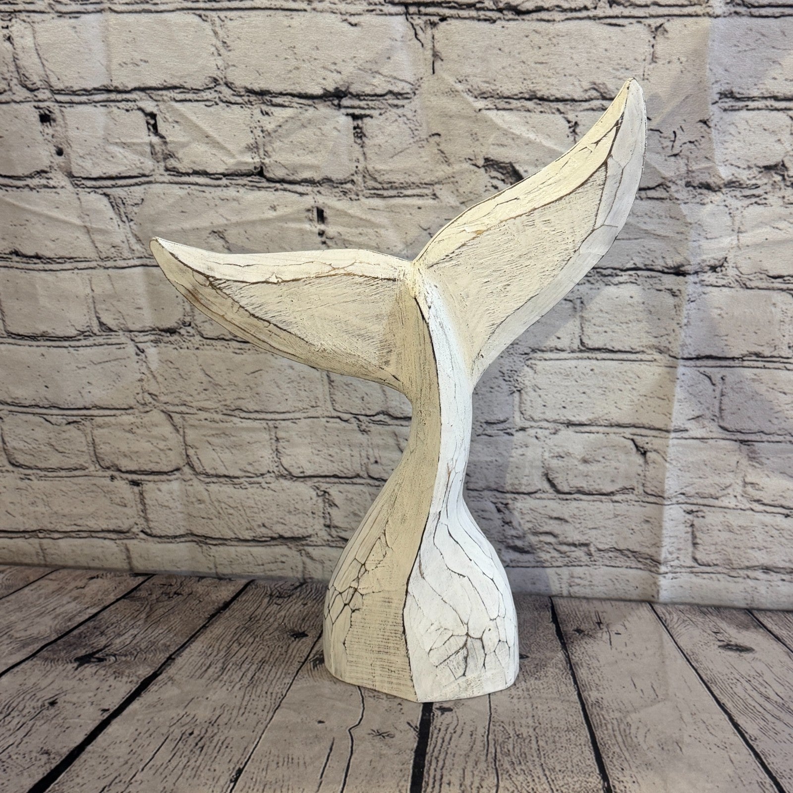 40cm x 40cm Whale Tail White Fish Wood Coastal Ocean Bathroom Decoration0