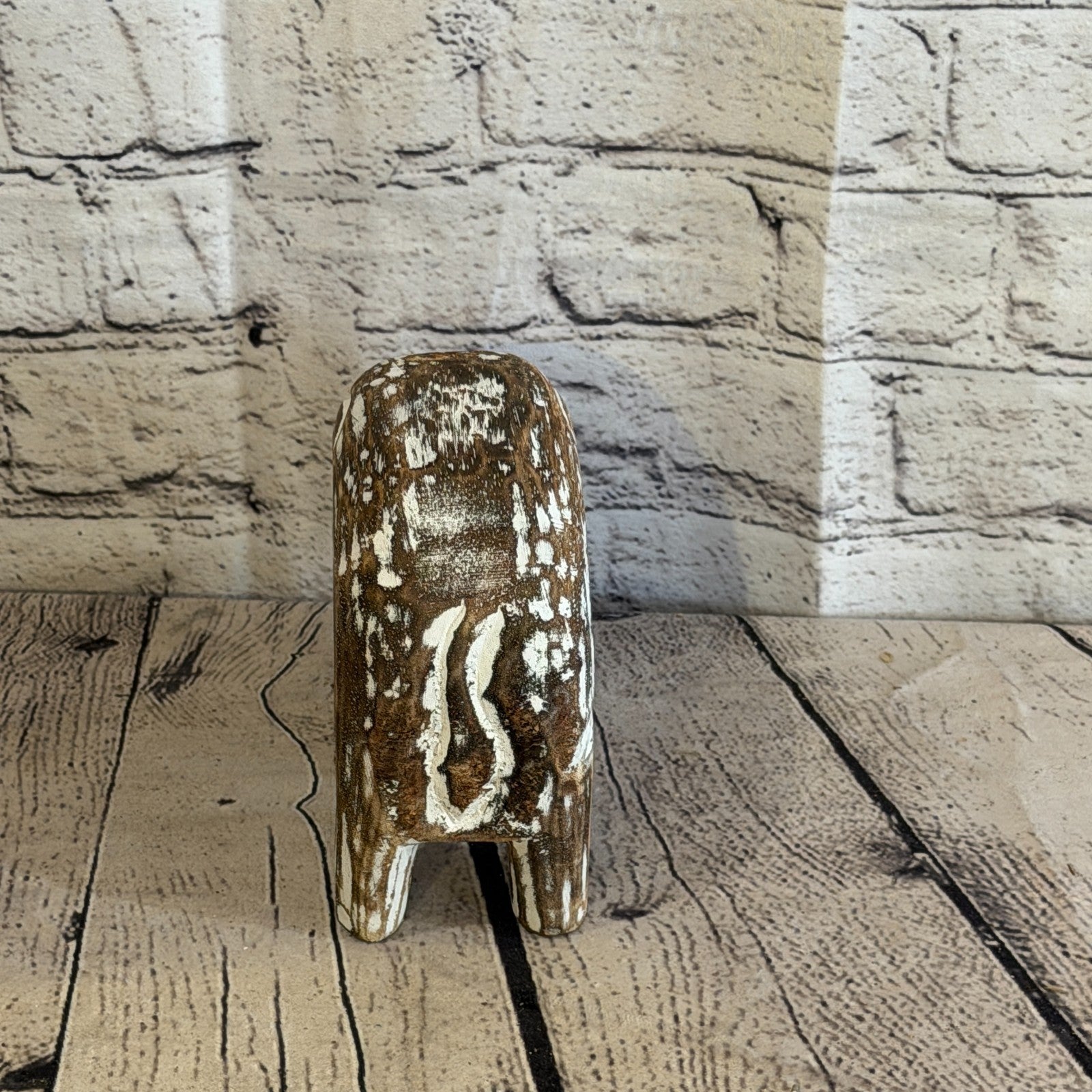 10cm x 15cm Brown Wood Wooden Standing Elephant Hand Carved Painted Statue5
