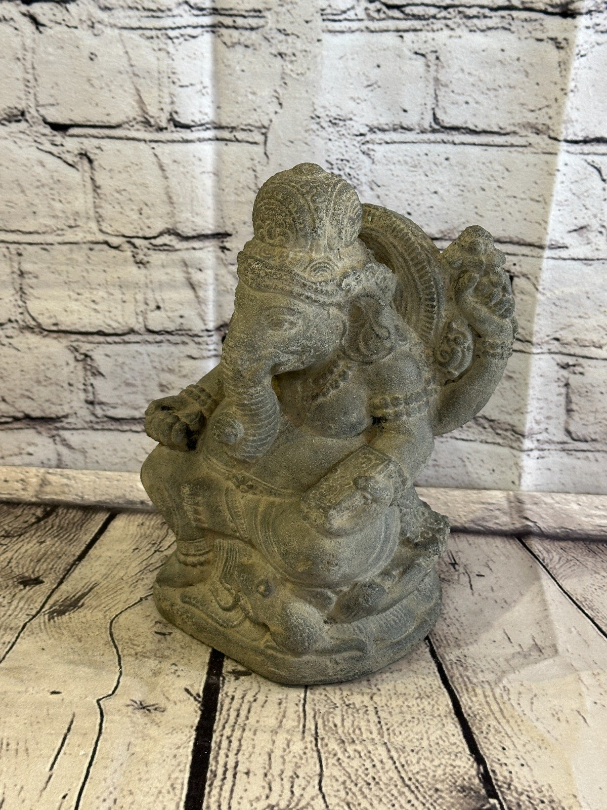 Small Ganahsa Stone Garden 20cm x 15cm Ornament Outdoor Indoor Statue Hindu0