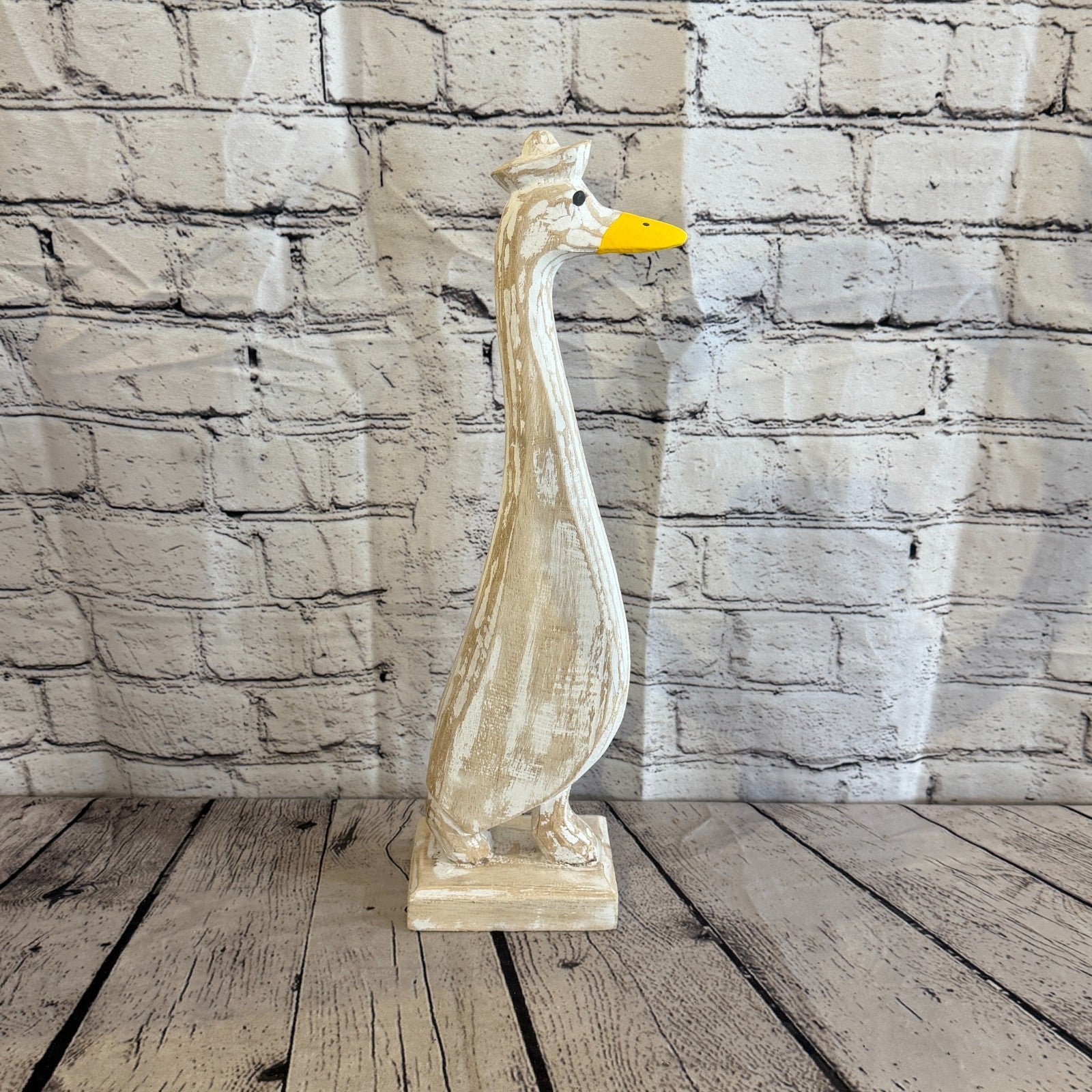 Looking Forward 45cm Tall Wooden White Duckling Baby Duck Shabby Wood Fairtrade3