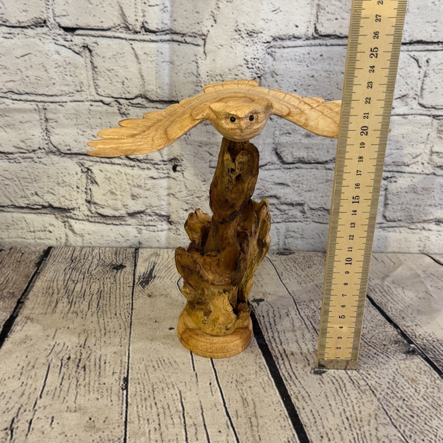 20cm Flying Owl Mushroom Parasite Ornament Natural Carving Fair trade Wooden6